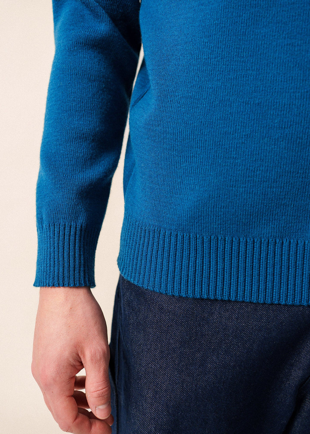 Saint James CANCALE - Wool Fisherman Sweater with Button Shoulder | Loose Fit (DEEP TEAL)