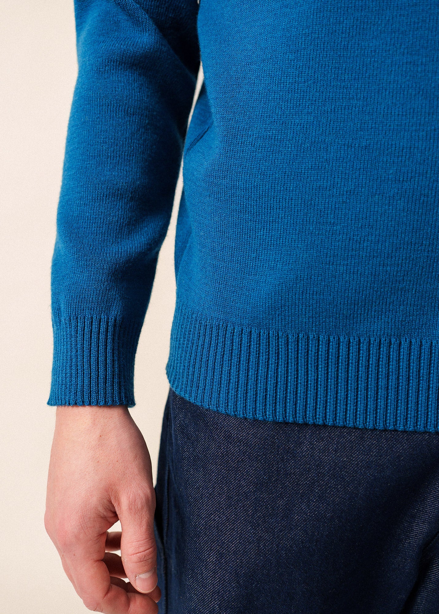 Saint James CANCALE - Wool Fisherman Sweater with Button Shoulder | Loose Fit (DEEP TEAL)