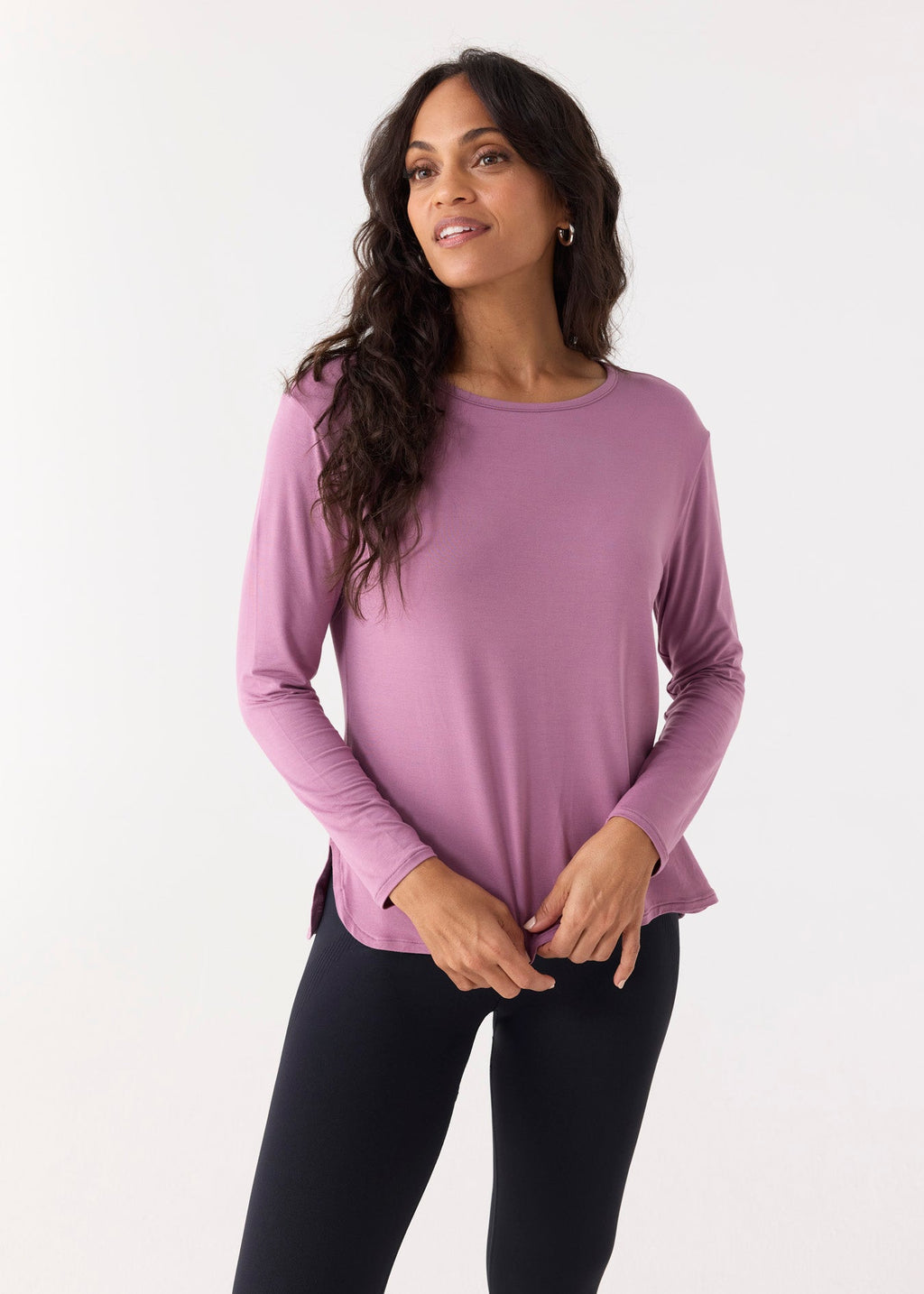 Cabana Life Hi/Lo Bamboo Long Sleeve Top, Orchid