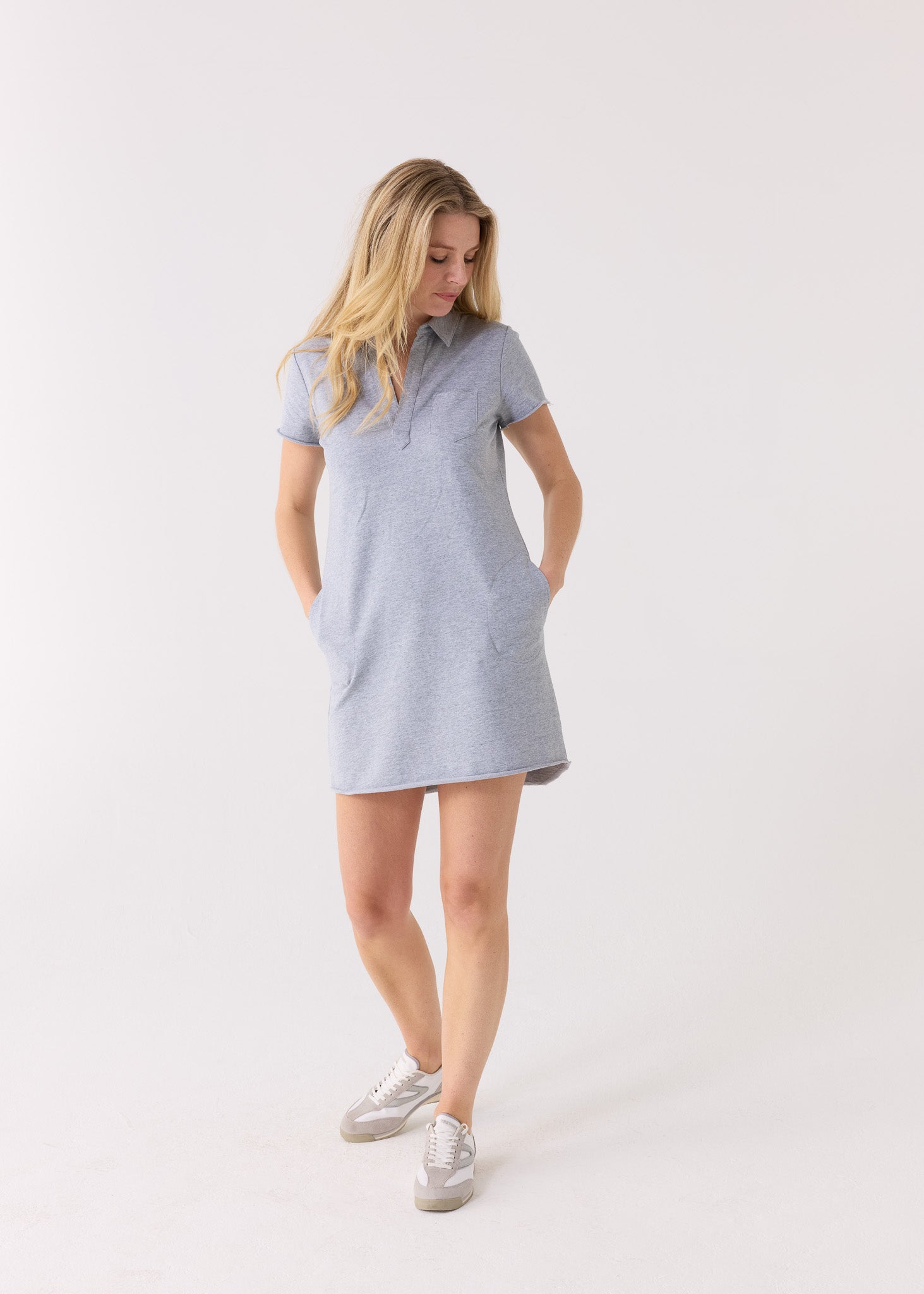 Cabana Life Cotton Polo Dress, Grey