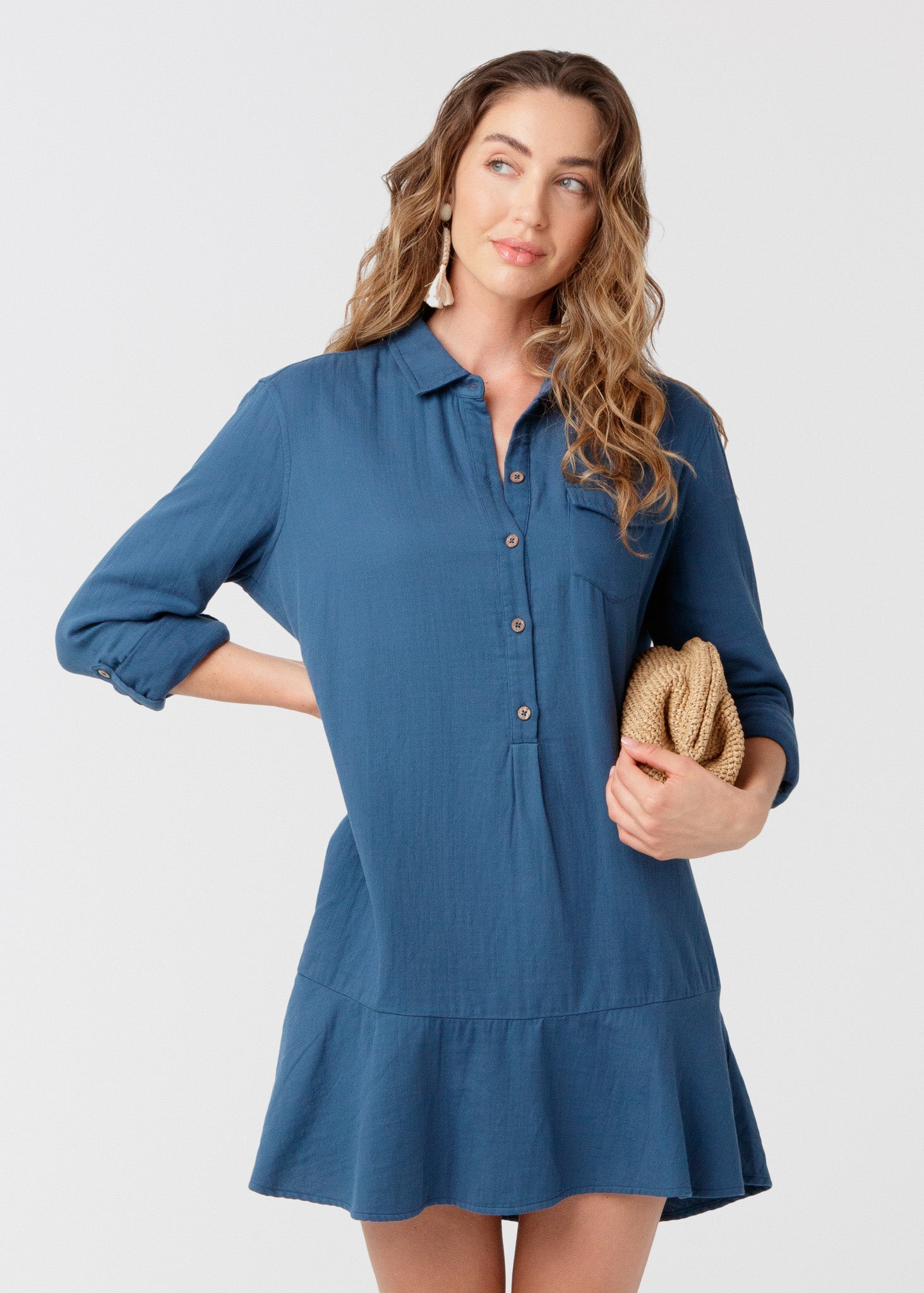 Cabana Life Harbor Gauze Button Front Shirt Dress