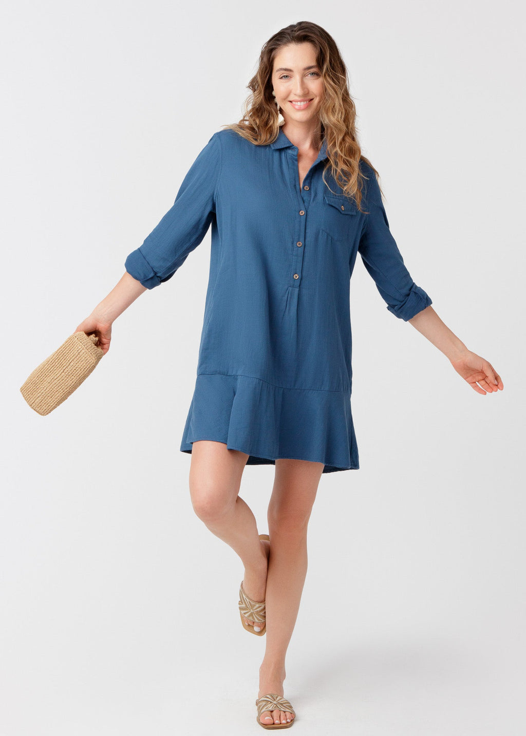 Cabana Life Harbor Gauze Button Front Shirt Dress