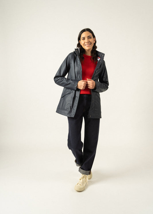 Saint James St Morgane Waterproof Raincoat With Hood Navy