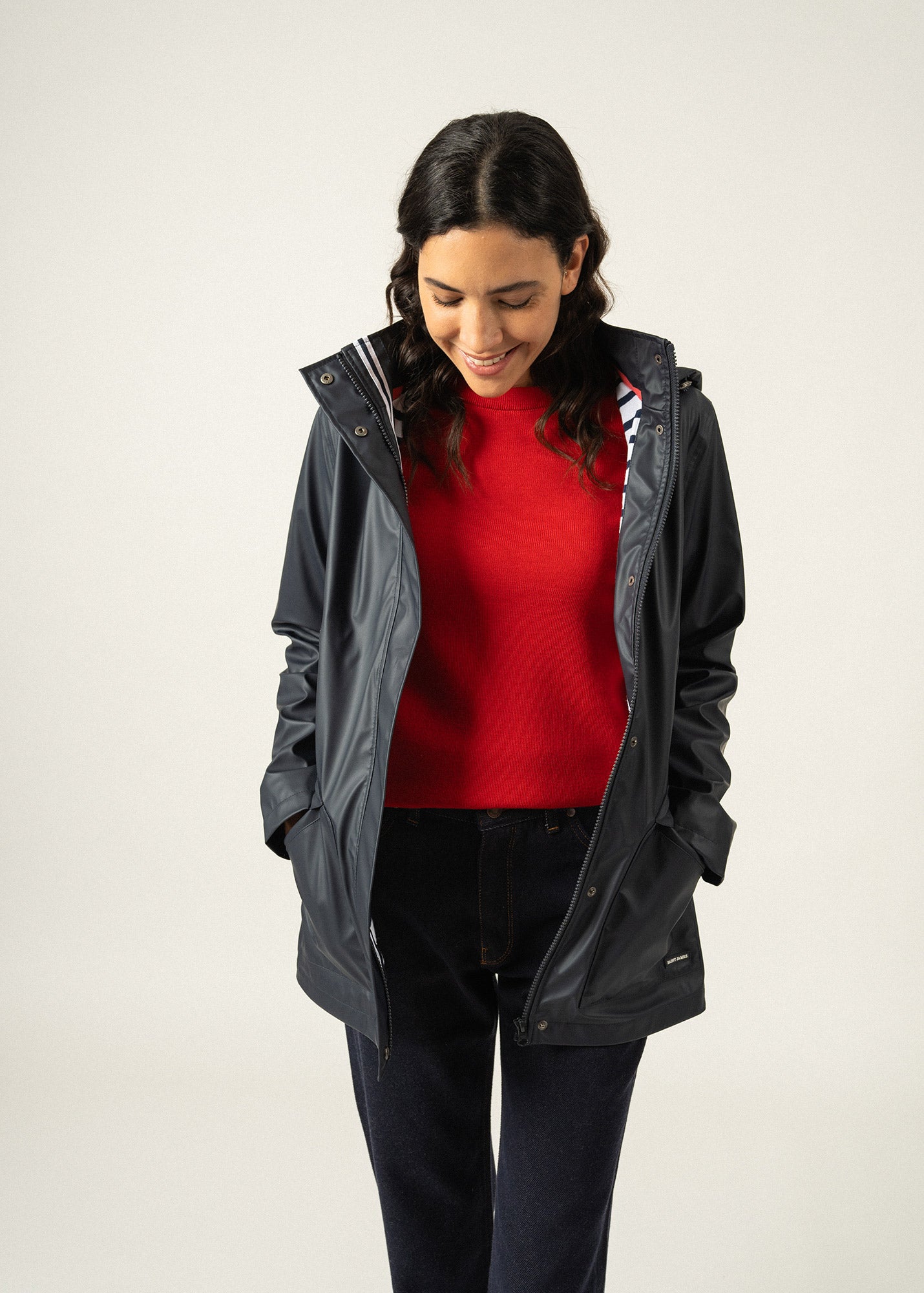 Saint James ST MORGANE - Waterproof Raincoat with Hood (NAVY)