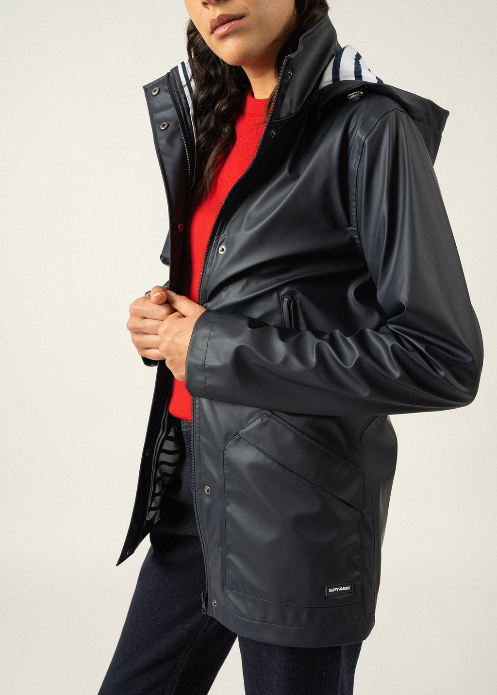 Saint James ST MORGANE - Waterproof Raincoat with Hood (NAVY)