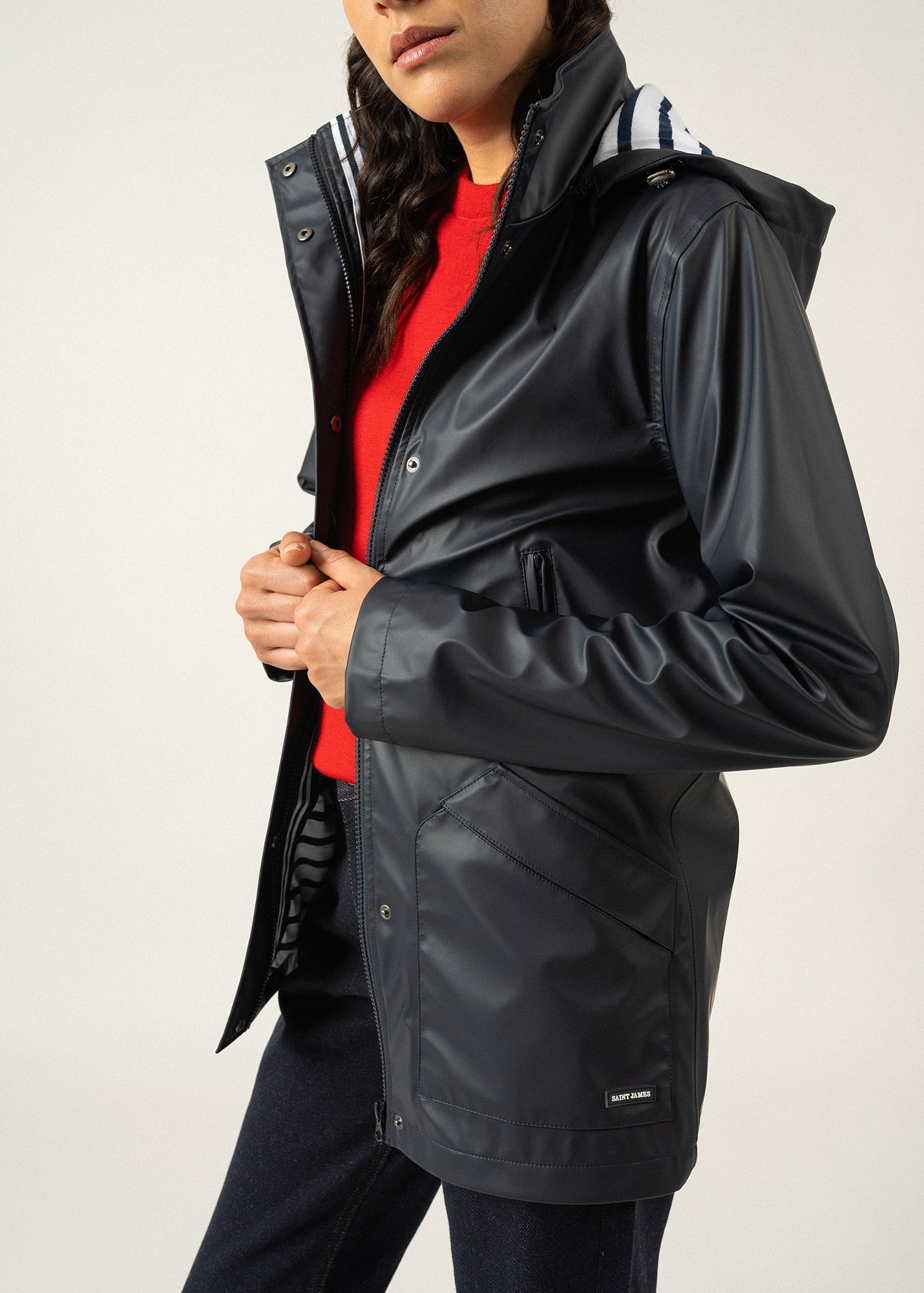 Saint James ST MORGANE - Waterproof Raincoat with Hood (NAVY)