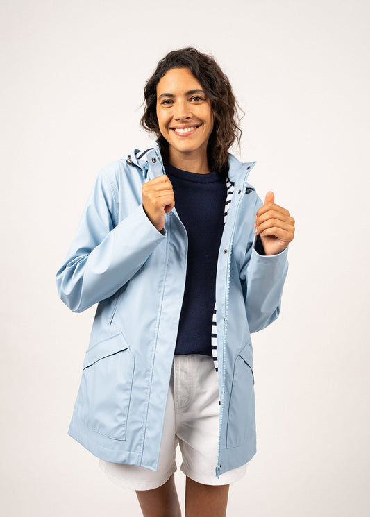 Saint James St Morgane Waterproof Raincoat With Hood Light Blue