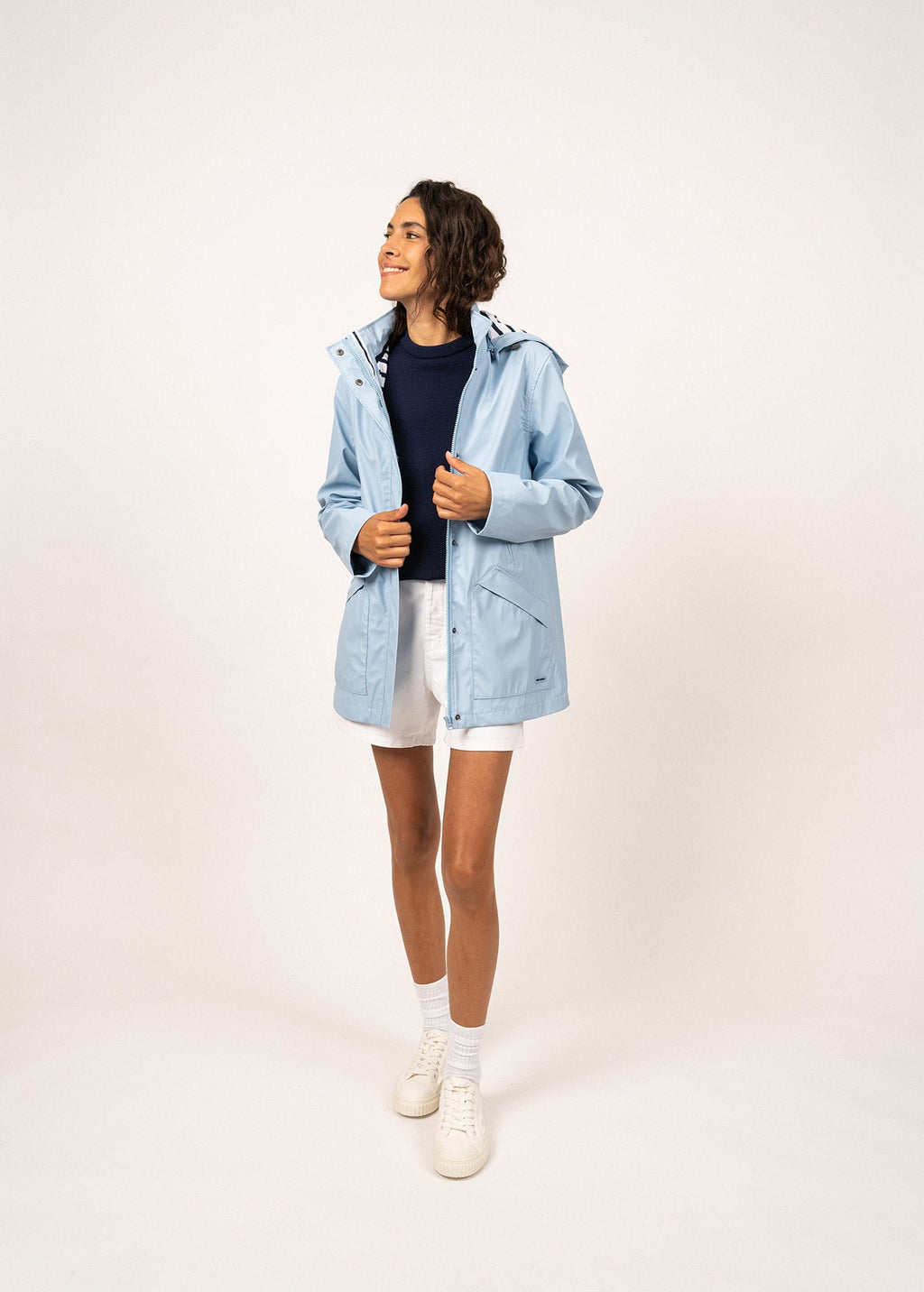 Saint James ST MORGANE - Waterproof Raincoat with Hood (LIGHT BLUE)