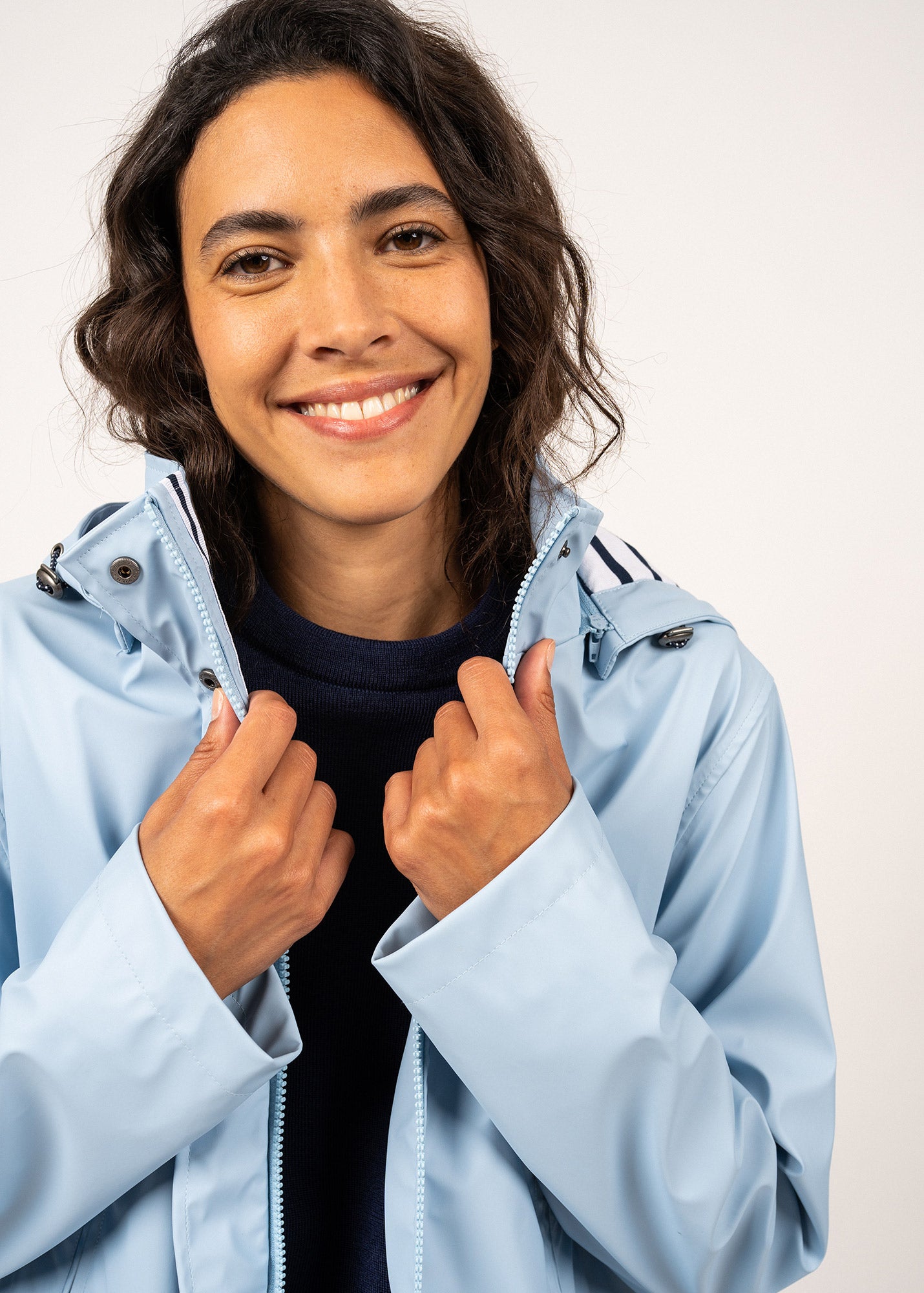 Saint James ST MORGANE - Waterproof Raincoat with Hood (LIGHT BLUE)