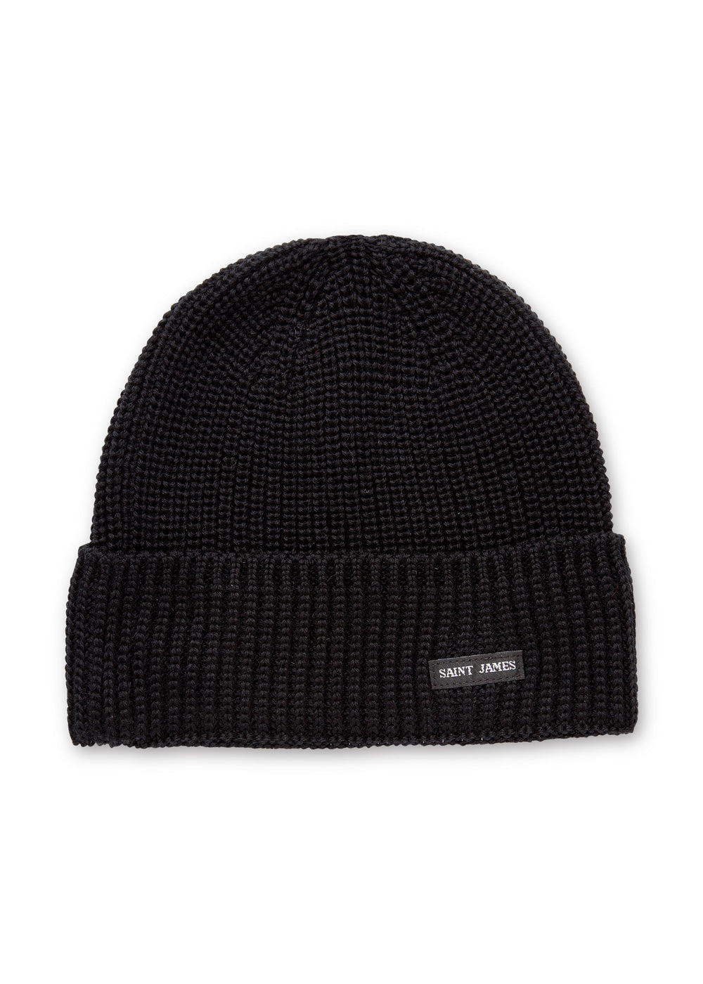 Saint James Canot Soft Wool Beanie In Purl Knit Black