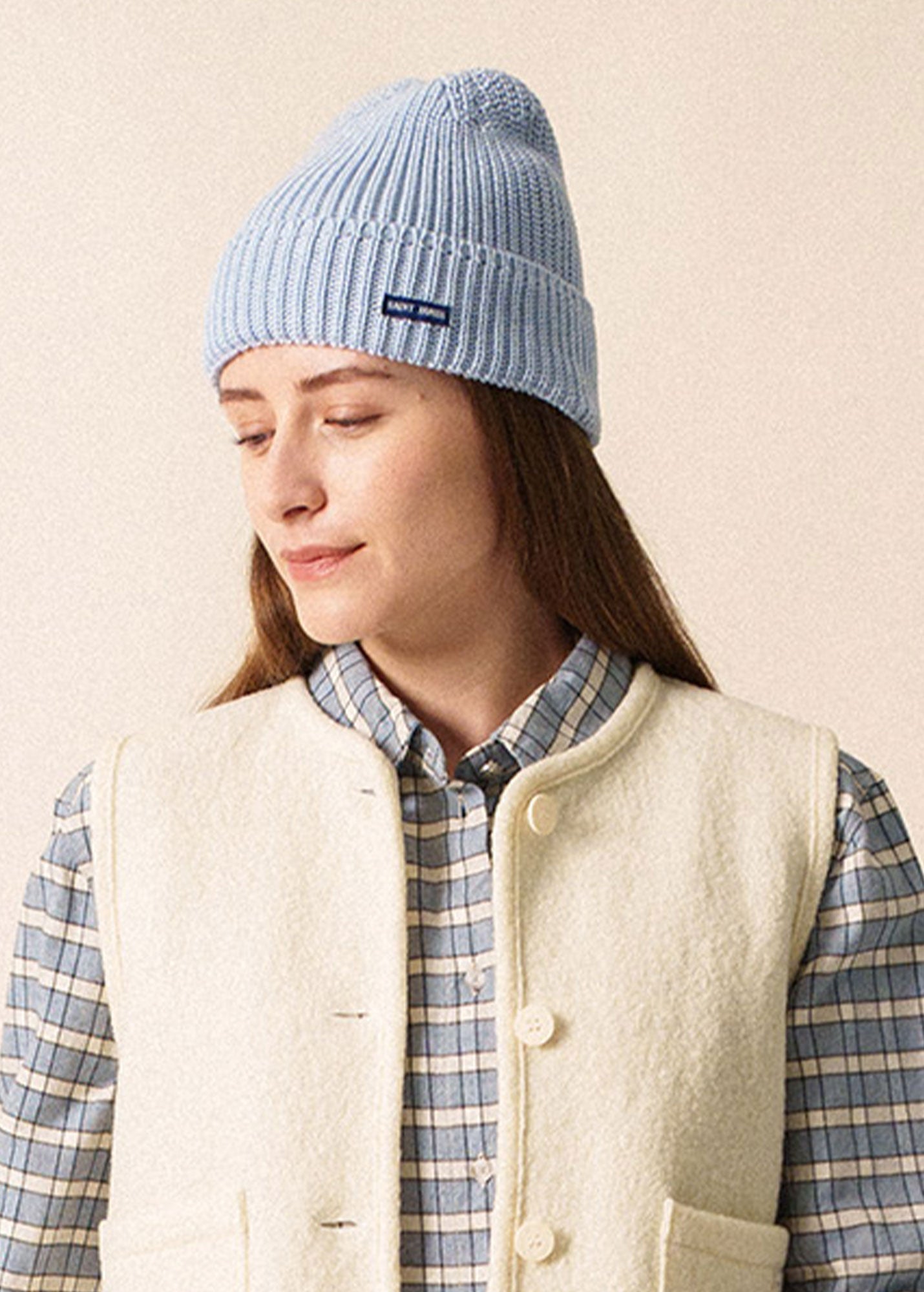 Saint James CANOT - Soft Wool Beanie in Purl Knit (LIGHT BLUE MELANGE)