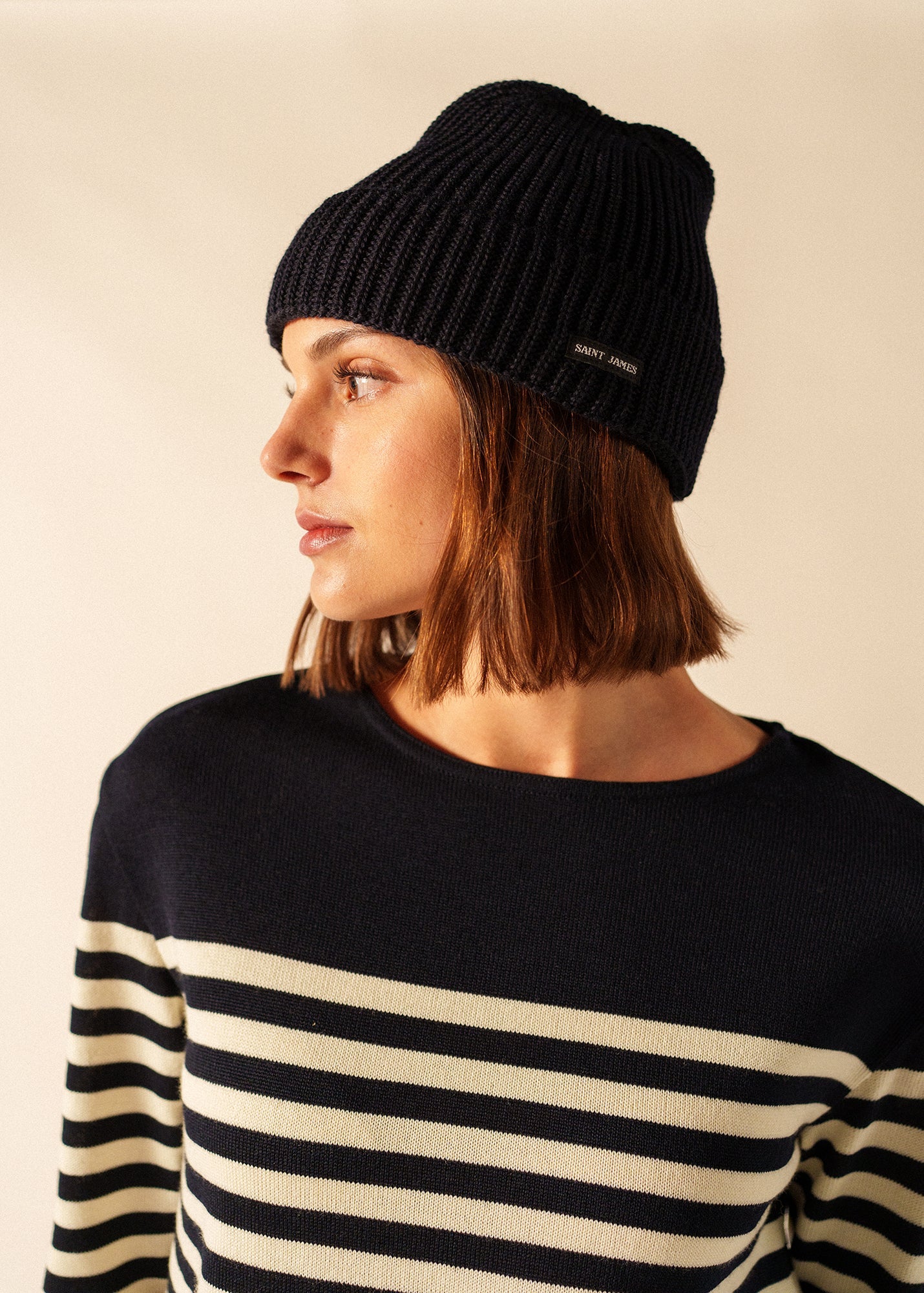Saint James CANOT Purl Knit Beanie (NAVY)