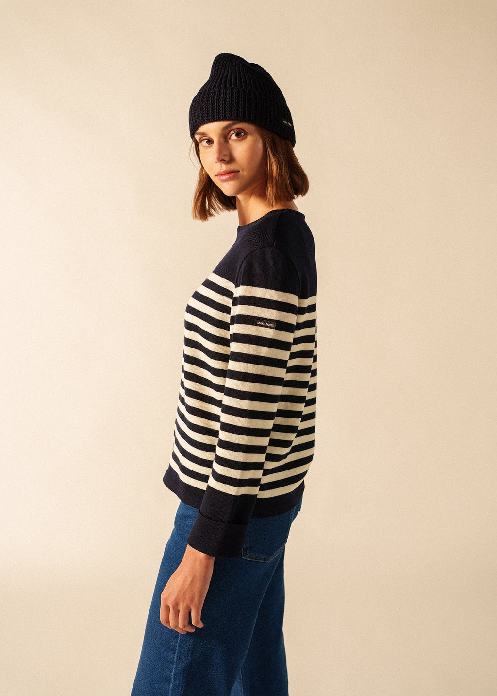 Saint James CANOT Purl Knit Beanie (NAVY)