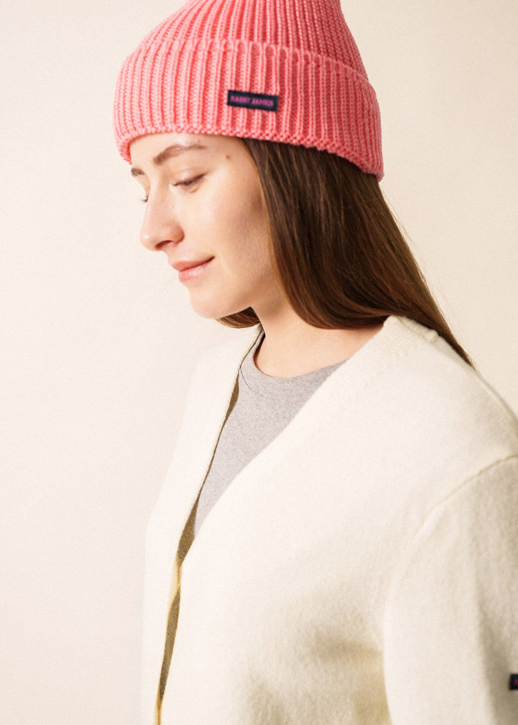 Saint James CANOT - Soft Wool Beanie in Purl Knit (BRIGHT PINK)
