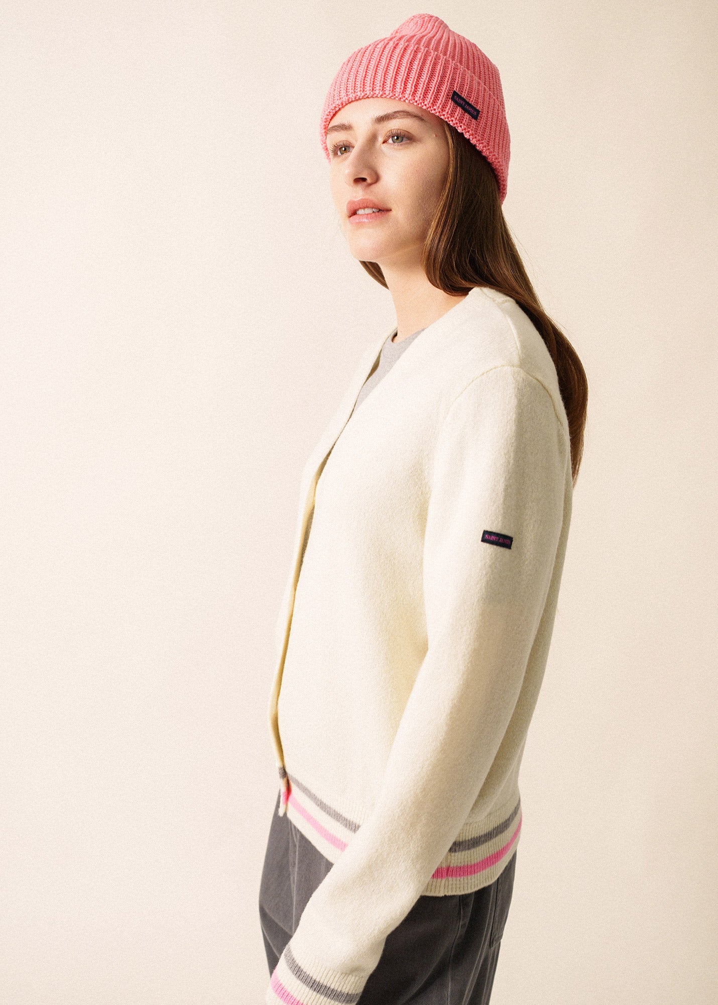 Saint James CANOT - Soft Wool Beanie in Purl Knit (BRIGHT PINK)