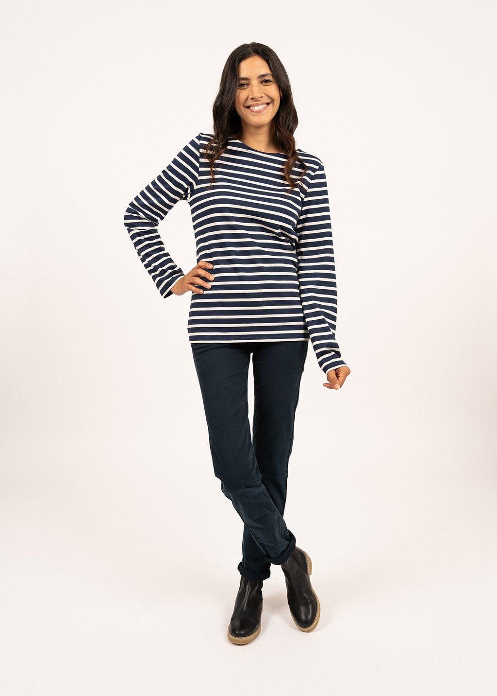 Saint James MINQUIERS MODERN - Authentic Breton Stripe Shirt | Soft Cotton | Men Fit (NAVY / ECRU)