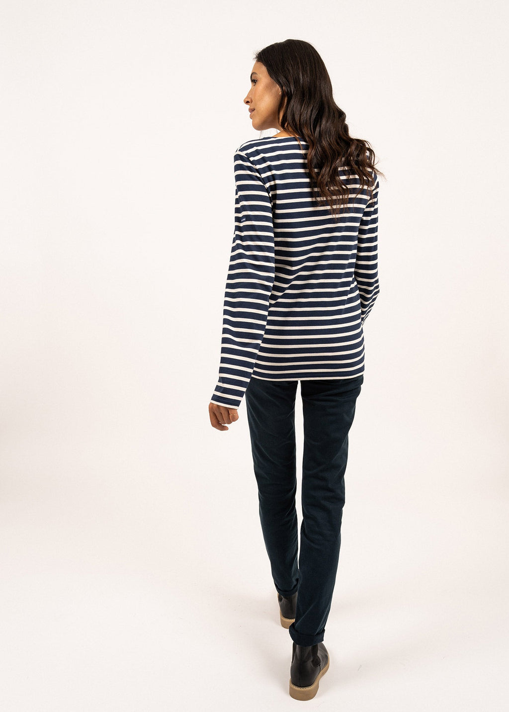 Saint James MINQUIERS MODERN - Authentic Breton Stripe Shirt | Soft Cotton | Men Fit (NAVY / ECRU)