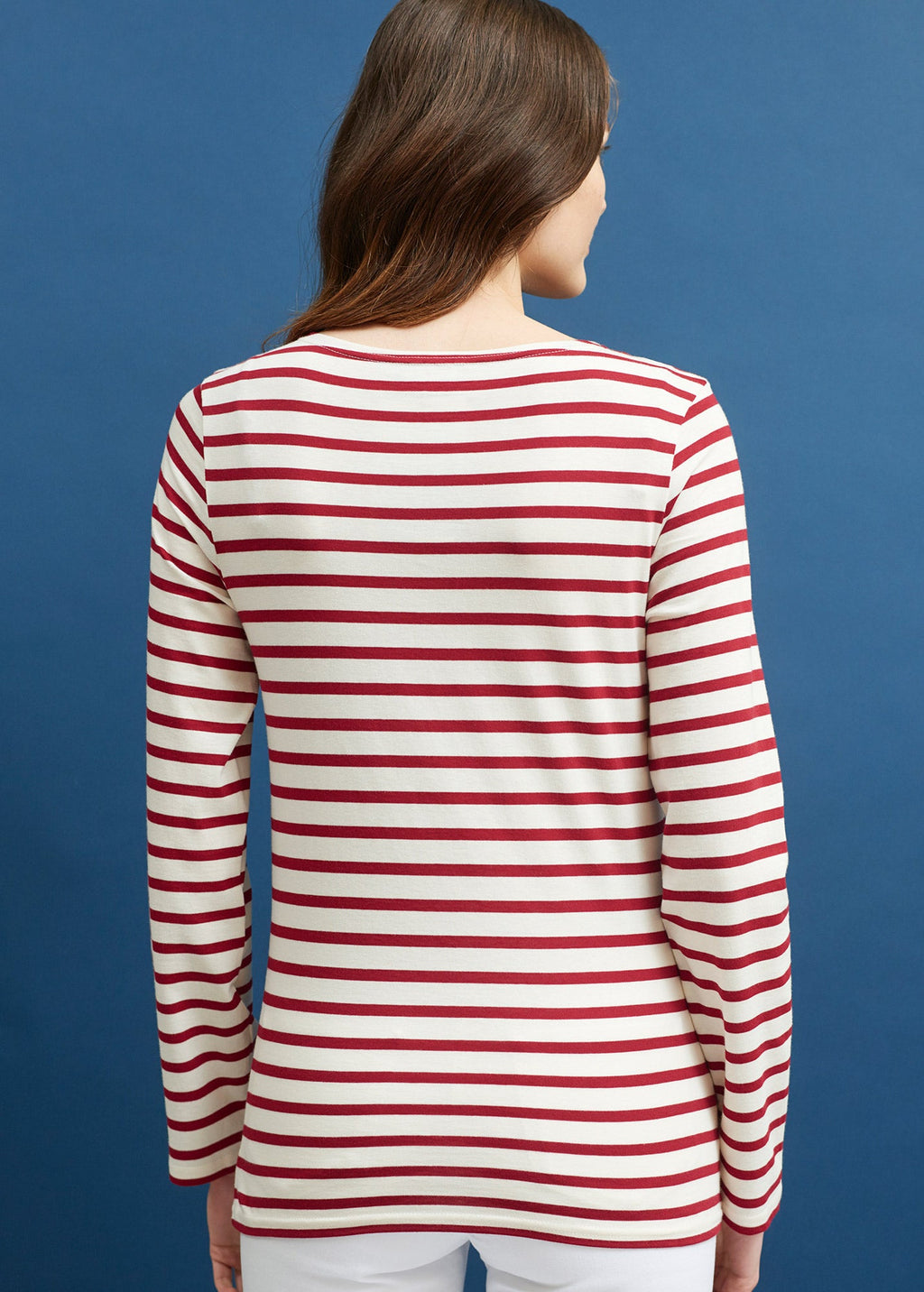 Saint James MINQUIERS MODERN - Authentic Breton Stripe Shirt | Soft Cotton | Men Fit (ECRU / MAROON)