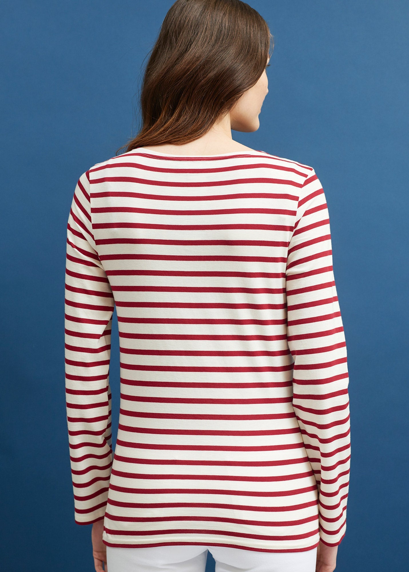 Saint James MINQUIERS MODERN - Authentic Breton Stripe Shirt | Soft Cotton | Men Fit (ECRU / MAROON)