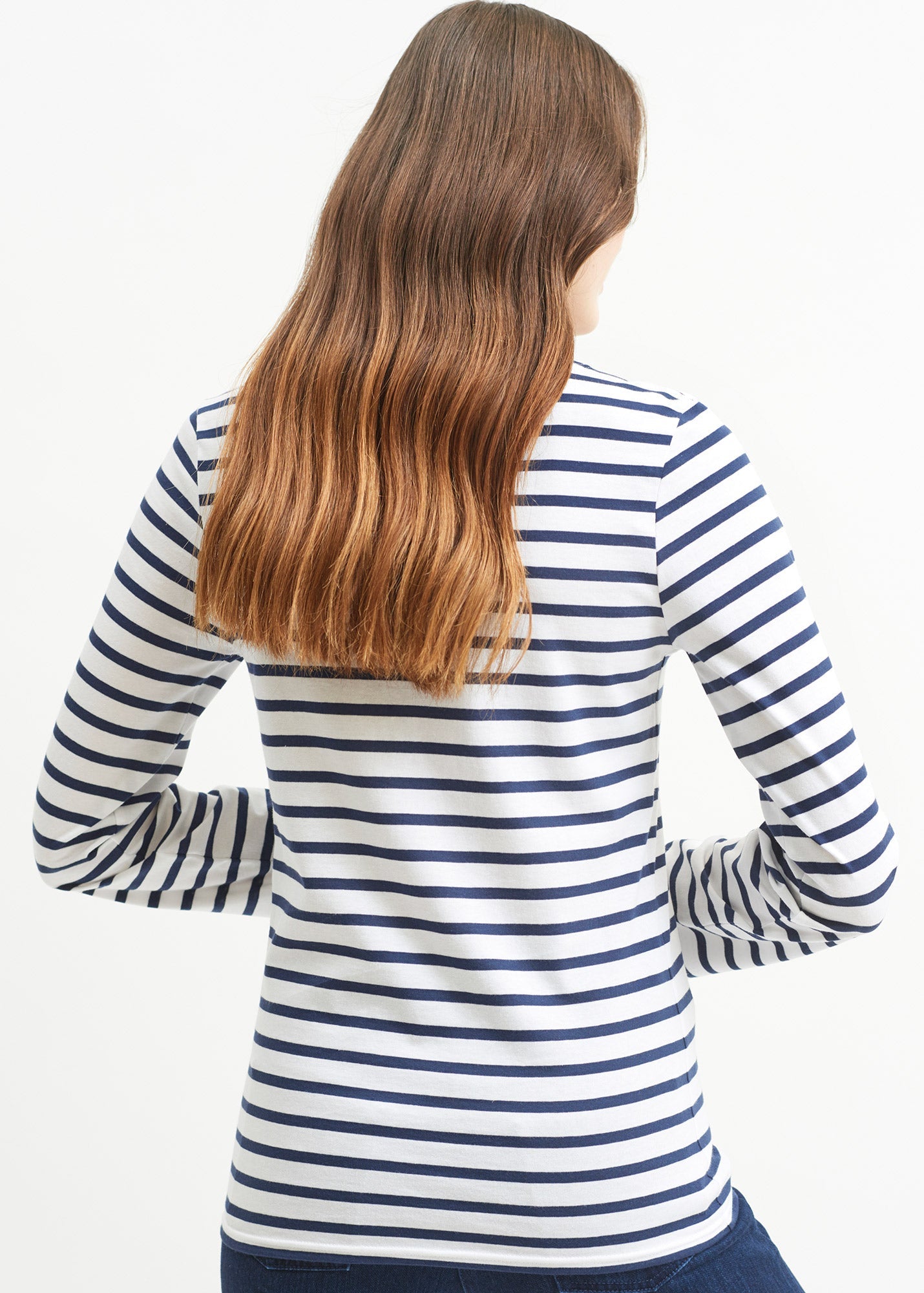 Saint James MINQUIERS MODERN - Authentic Breton Stripe Shirt | Soft Cotton | Men Fit (WHITE / NAVY)