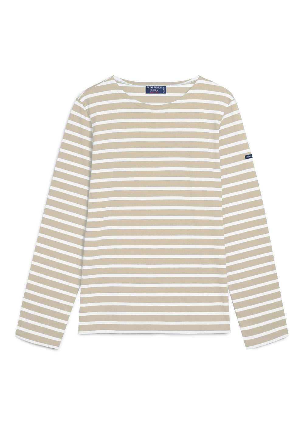 Saint James MINQUIERS MODERN - Authentic Breton Stripe Shirt | Soft Cotton | Men Fit (OATMEAL / WHITE)