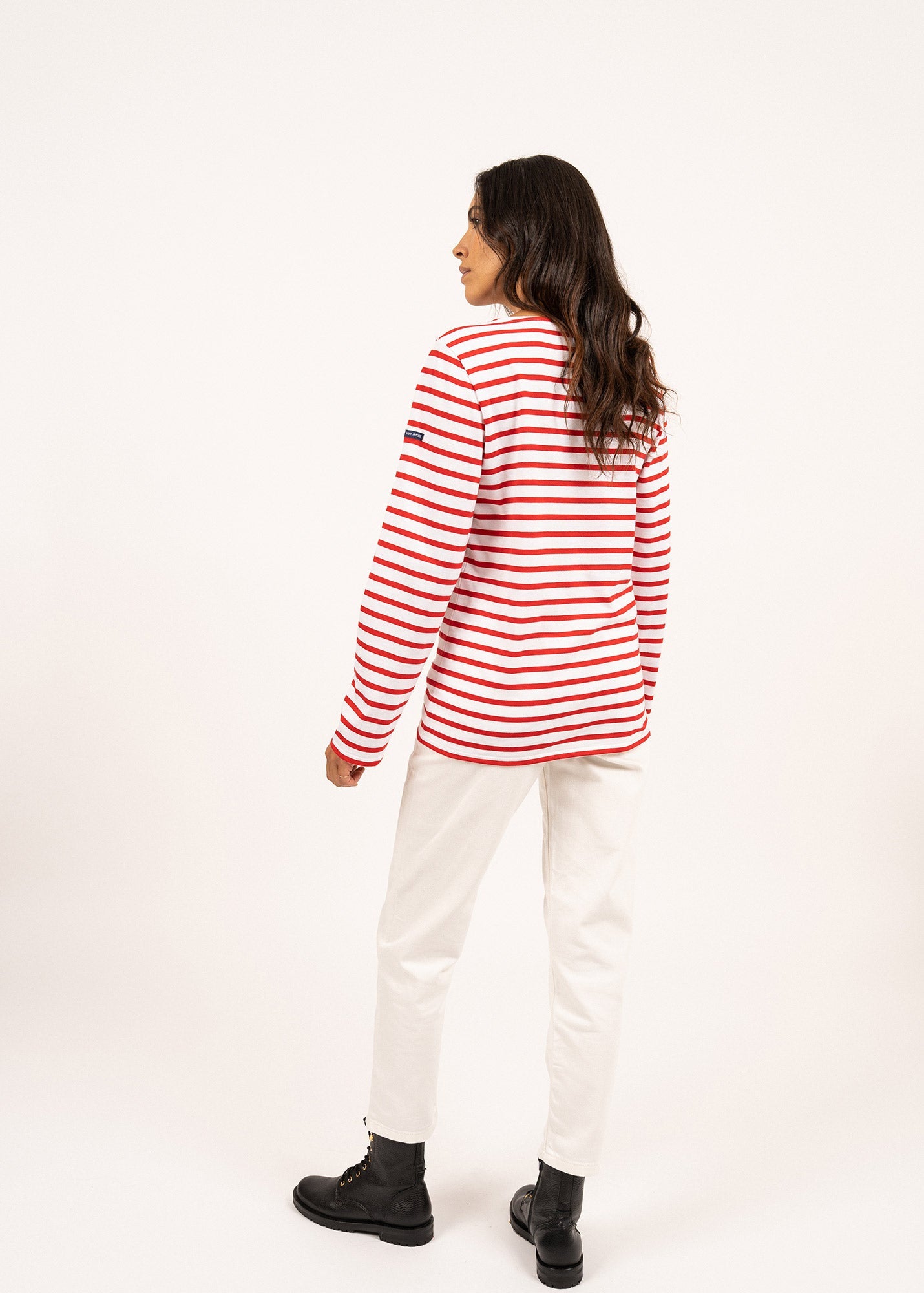 Saint James MINQUIERS MODERN - Authentic Breton Stripe Shirt | Soft Cotton | Men Fit (WHITE / RED)