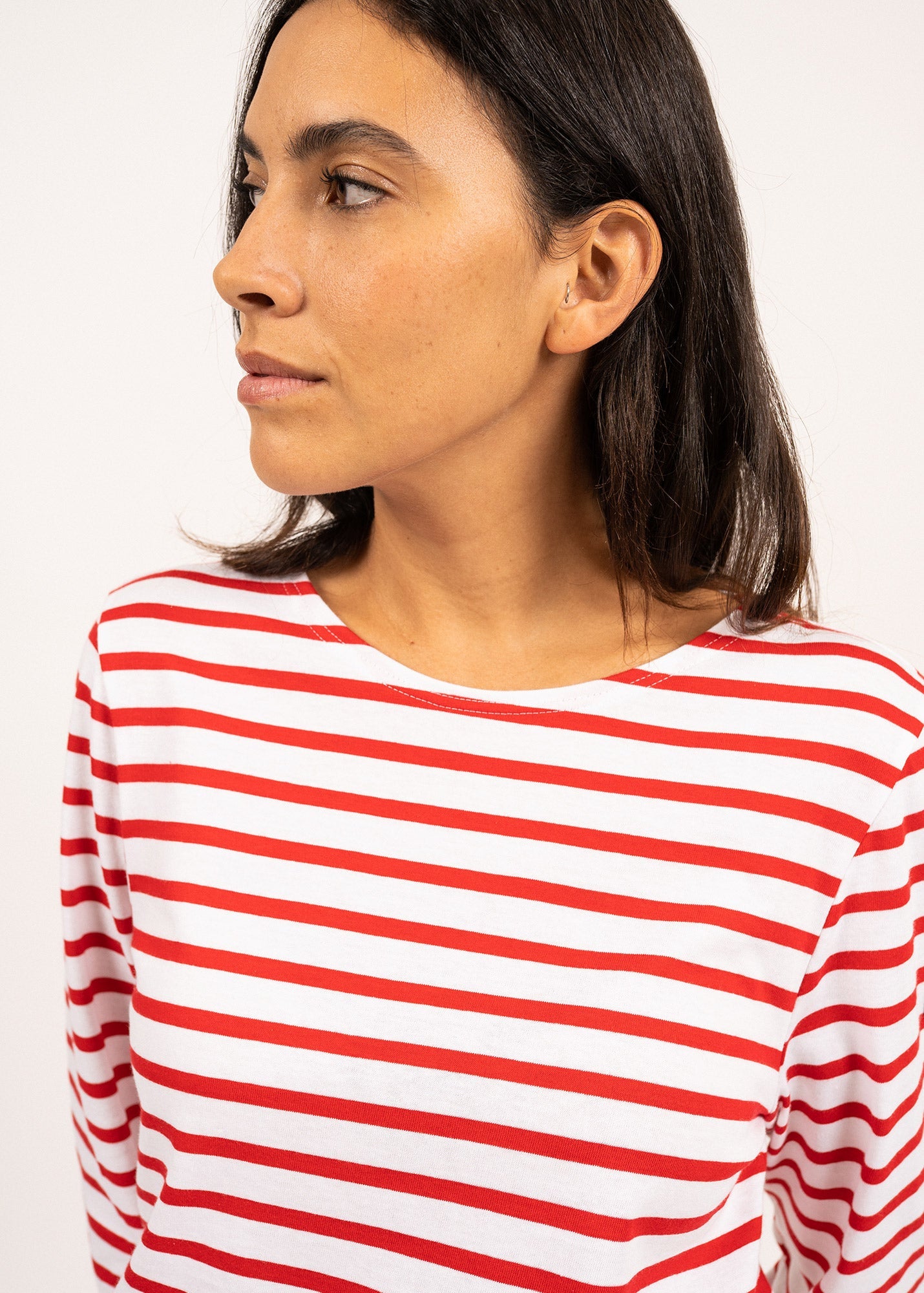 Saint James MINQUIERS MODERN - Authentic Breton Stripe Shirt | Soft Cotton | Men Fit (WHITE / RED)