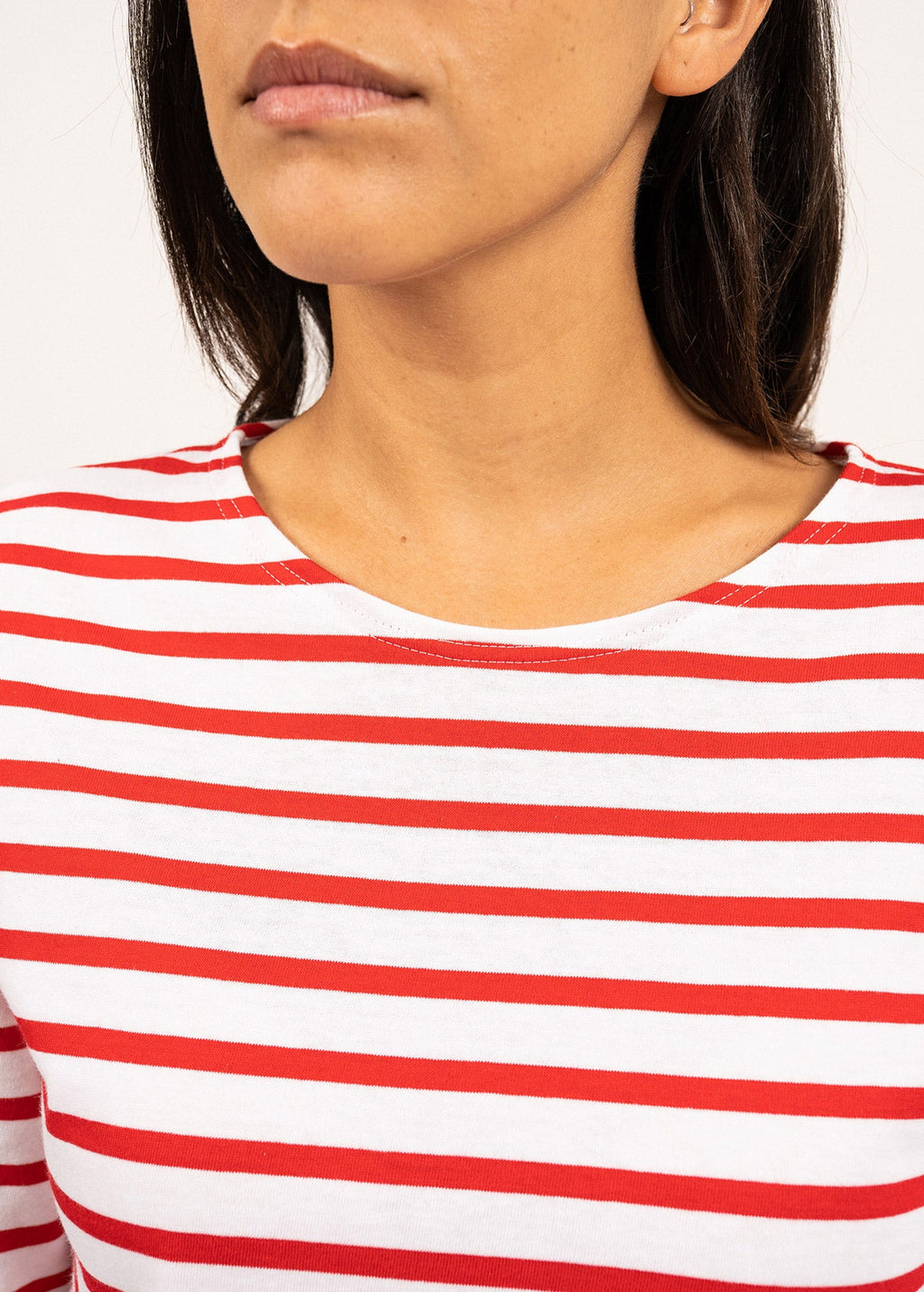 Saint James MINQUIERS MODERN - Authentic Breton Stripe Shirt | Soft Cotton | Men Fit (WHITE / RED)