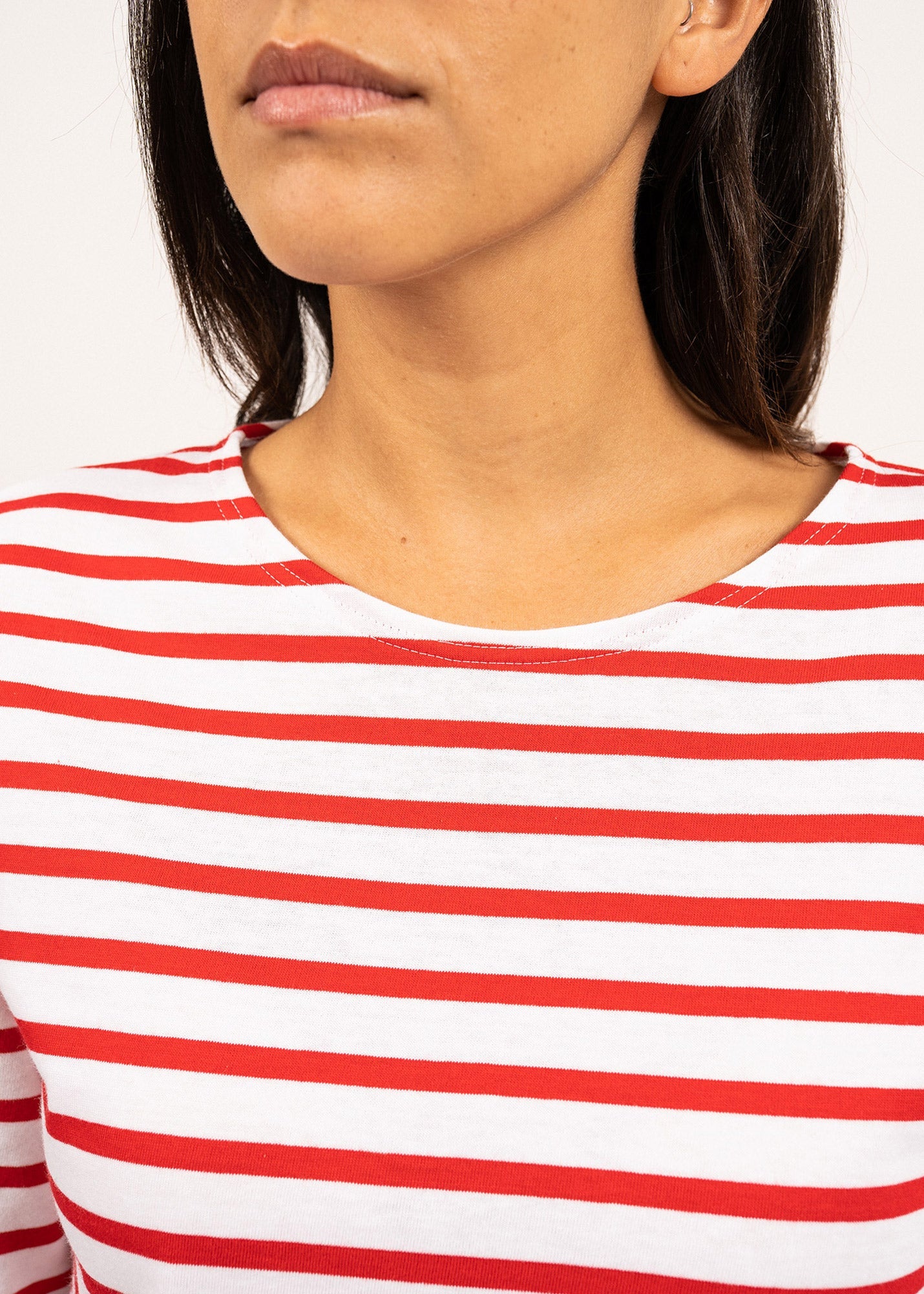 Saint James MINQUIERS MODERN - Authentic Breton Stripe Shirt | Soft Cotton | Men Fit (WHITE / RED)