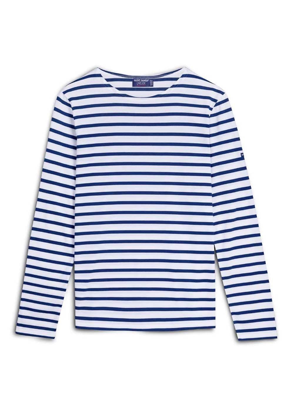 Saint James MINQUIERS MODERN - Authentic Breton Stripe Shirt | Soft Cotton | Men Fit (WHITE / NAVY)