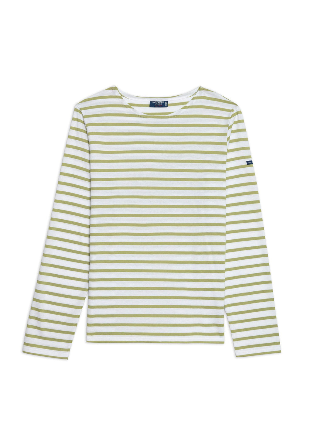 Saint James Minquiers Modern Breton Shirt (WHITE / SAGE OLIVE)