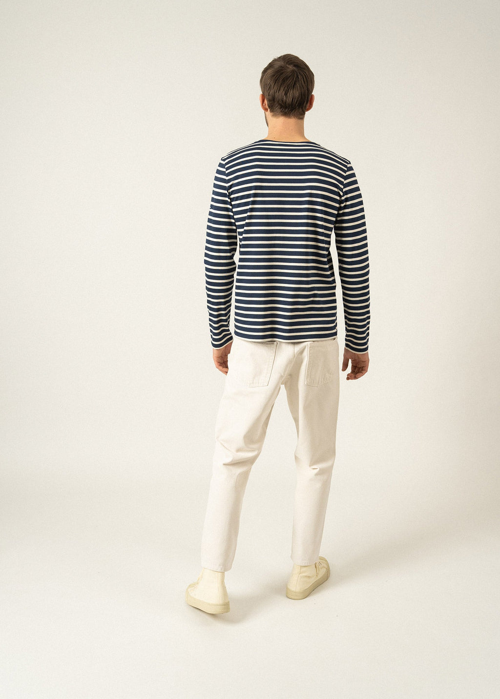 Saint James MINQUIERS MODERN - Authentic Breton Stripe Shirt | Soft Cotton | Men Fit (NAVY / ECRU)