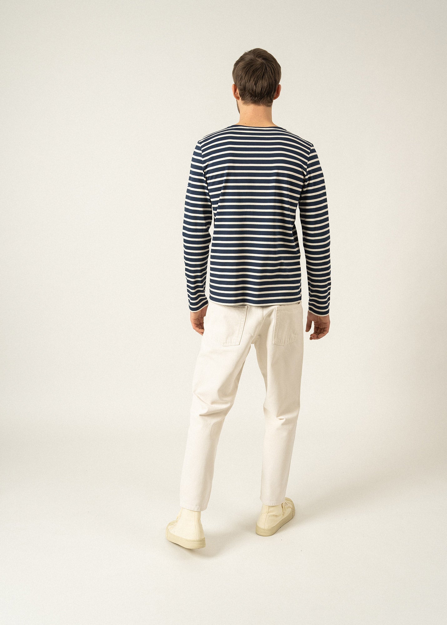 Saint James MINQUIERS MODERN - Authentic Breton Stripe Shirt | Soft Cotton | Men Fit (NAVY / ECRU)