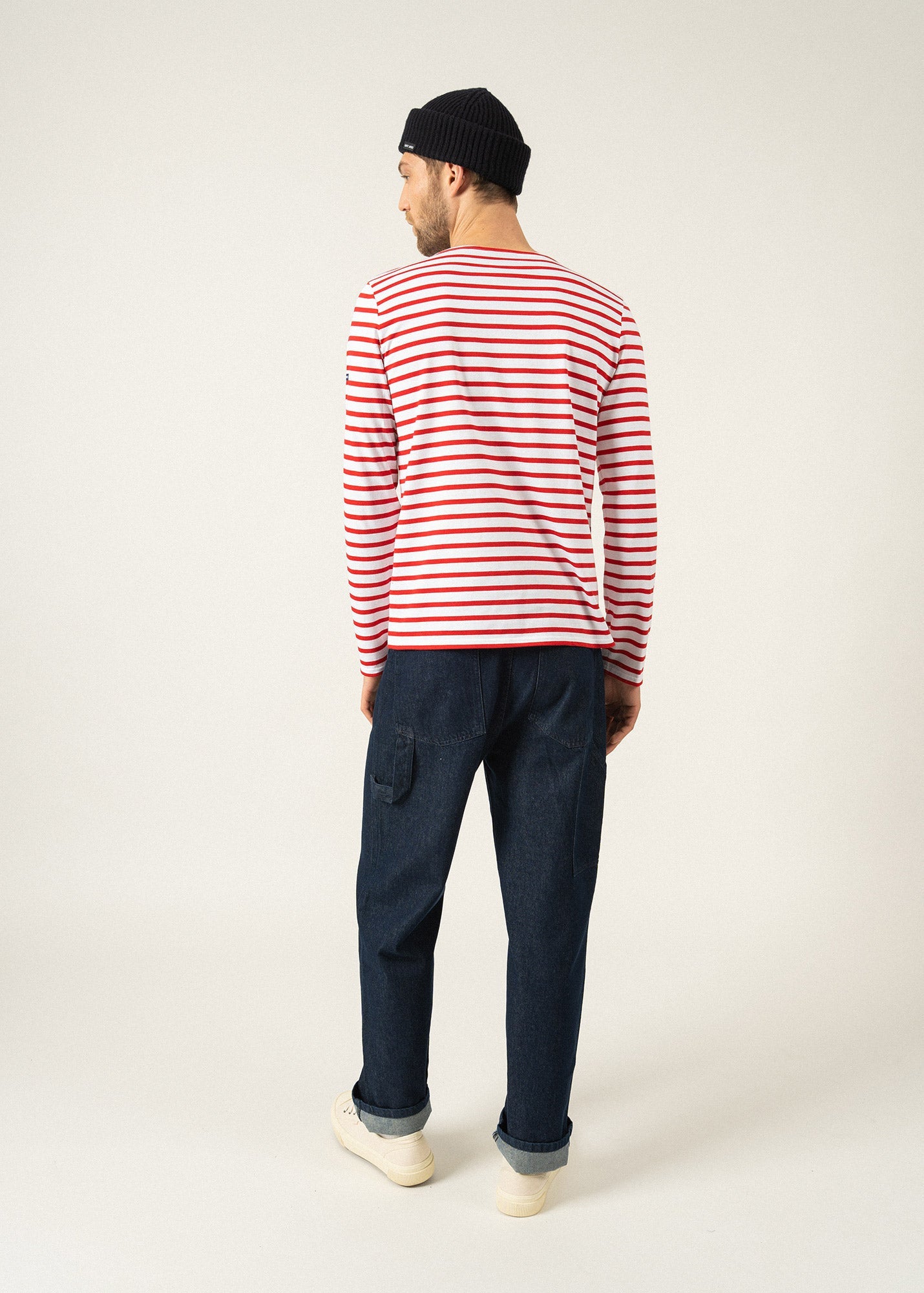 Saint James MINQUIERS MODERN - Authentic Breton Stripe Shirt | Soft Cotton | Men Fit (WHITE / RED)