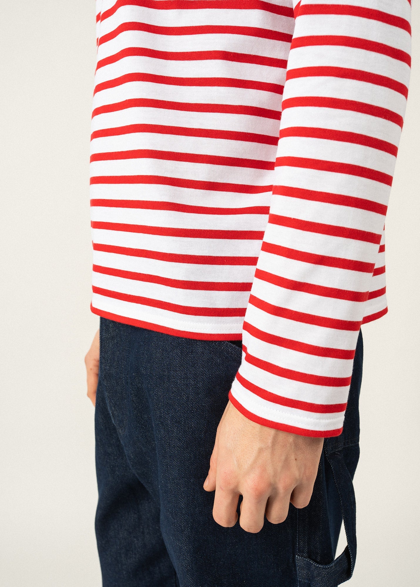 Saint James MINQUIERS MODERN - Authentic Breton Stripe Shirt | Soft Cotton | Men Fit (WHITE / RED)