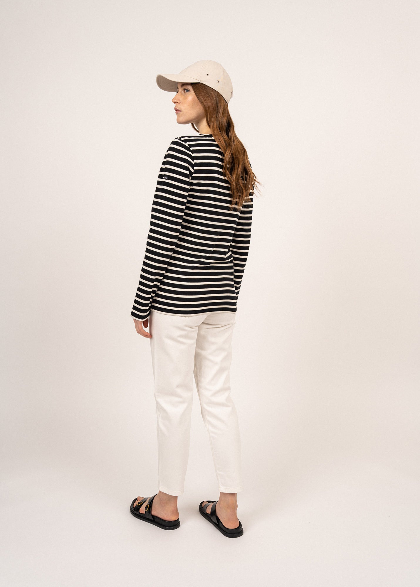 Saint James MINQUIERS MODERN - Authentic Breton Stripe Shirt | Soft Cotton | Men Fit (BLACK / ECRU)