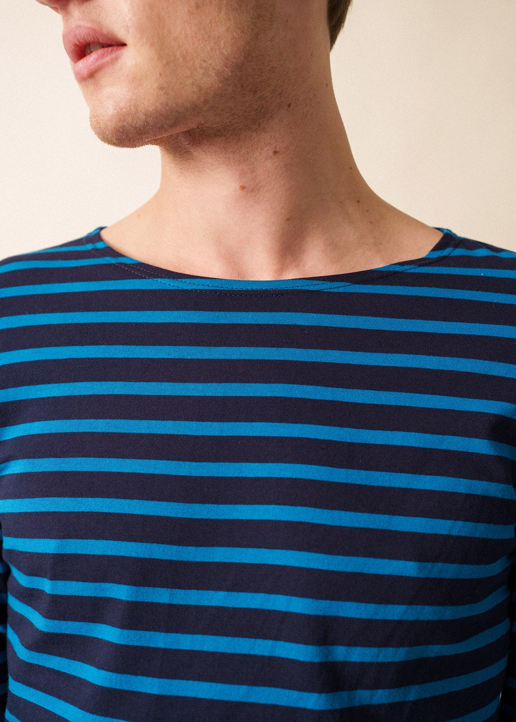 Saint James MINQUIERS MODERN - Authentic Breton Stripe Shirt | Soft Cotton | Men Fit (NAVY / DEEP TEAL)