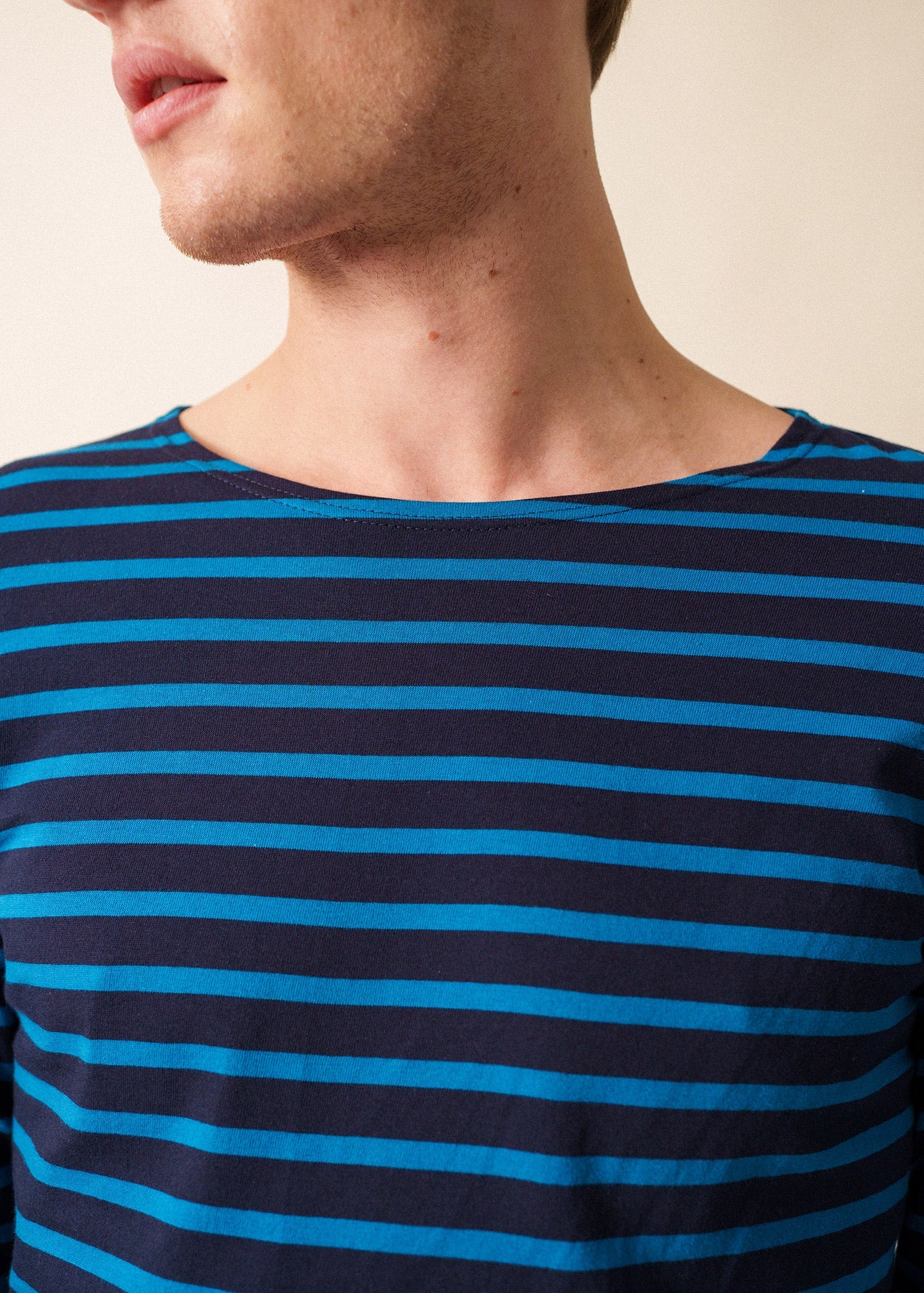 Saint James MINQUIERS MODERN - Authentic Breton Stripe Shirt | Soft Cotton | Men Fit (NAVY / DEEP TEAL)