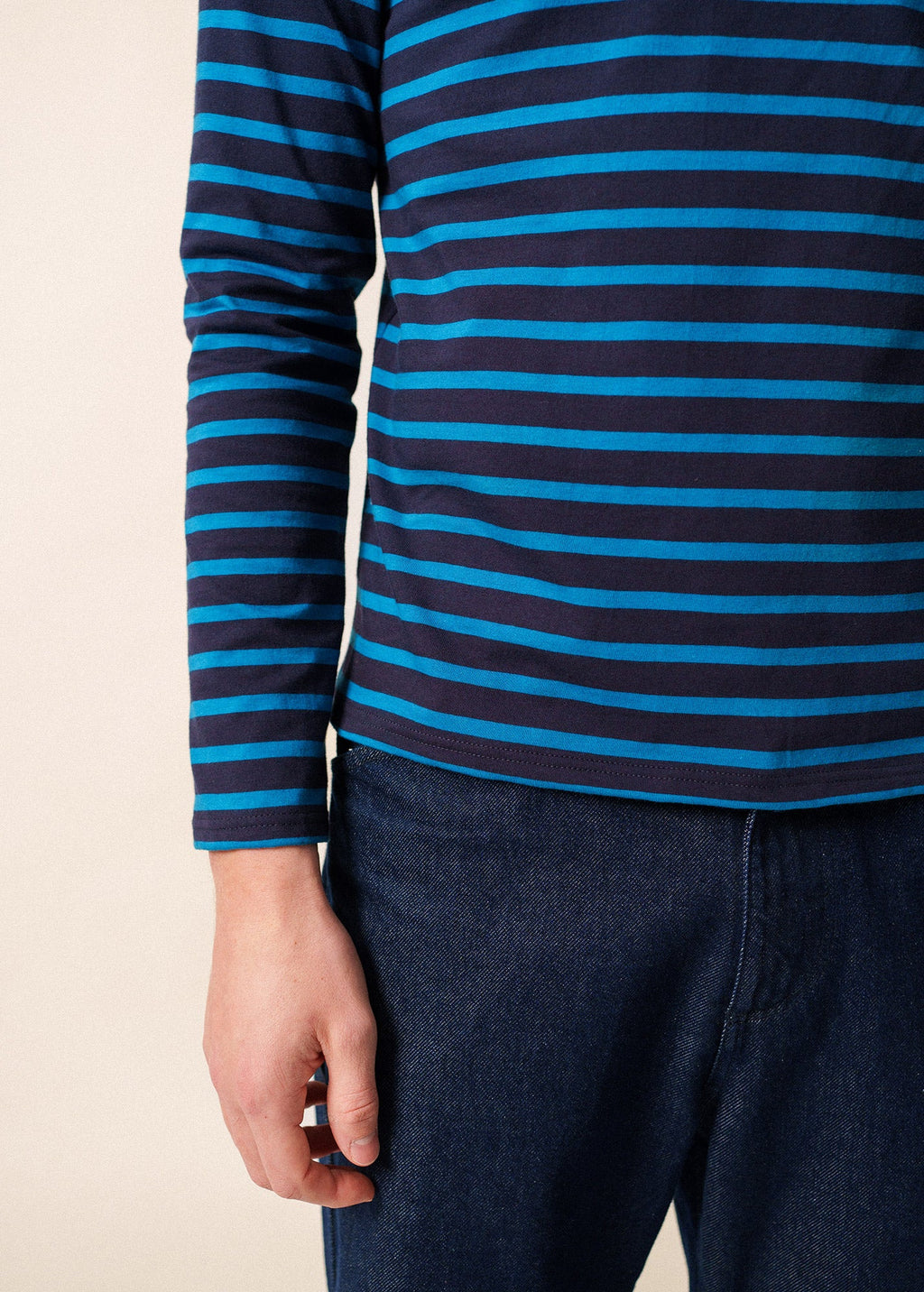 Saint James MINQUIERS MODERN - Authentic Breton Stripe Shirt | Soft Cotton | Men Fit (NAVY / DEEP TEAL)