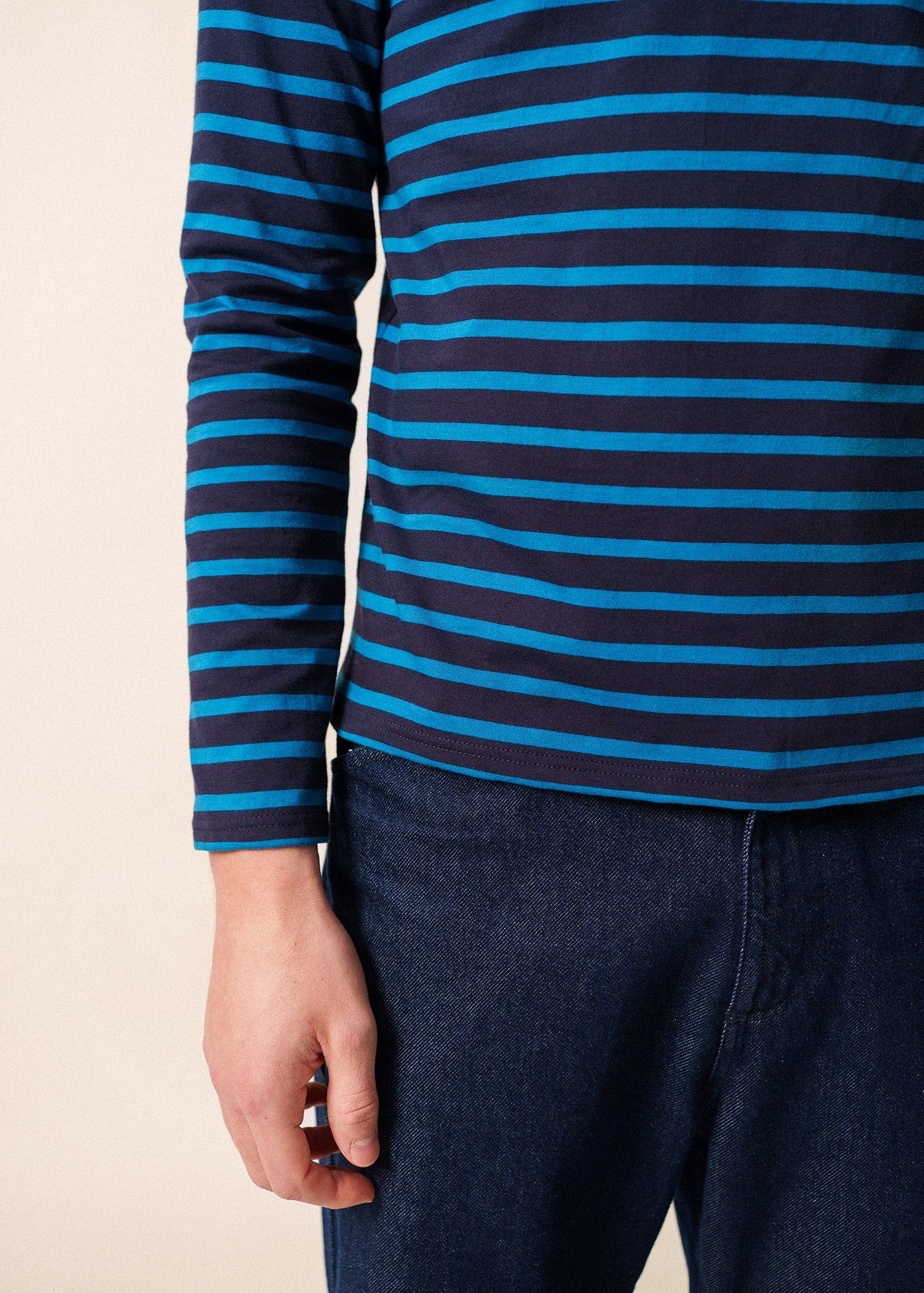 Saint James MINQUIERS MODERN - Authentic Breton Stripe Shirt | Soft Cotton | Men Fit (NAVY / DEEP TEAL)