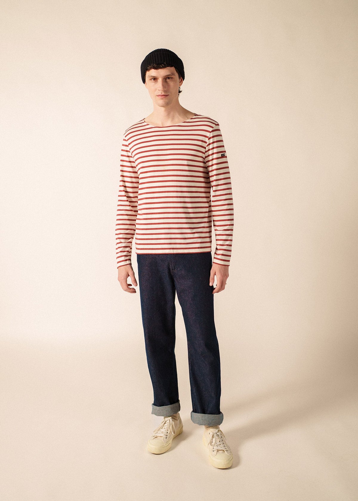 Saint James MINQUIERS MODERN Breton Shirt (ECRU / TERRACOTTA)