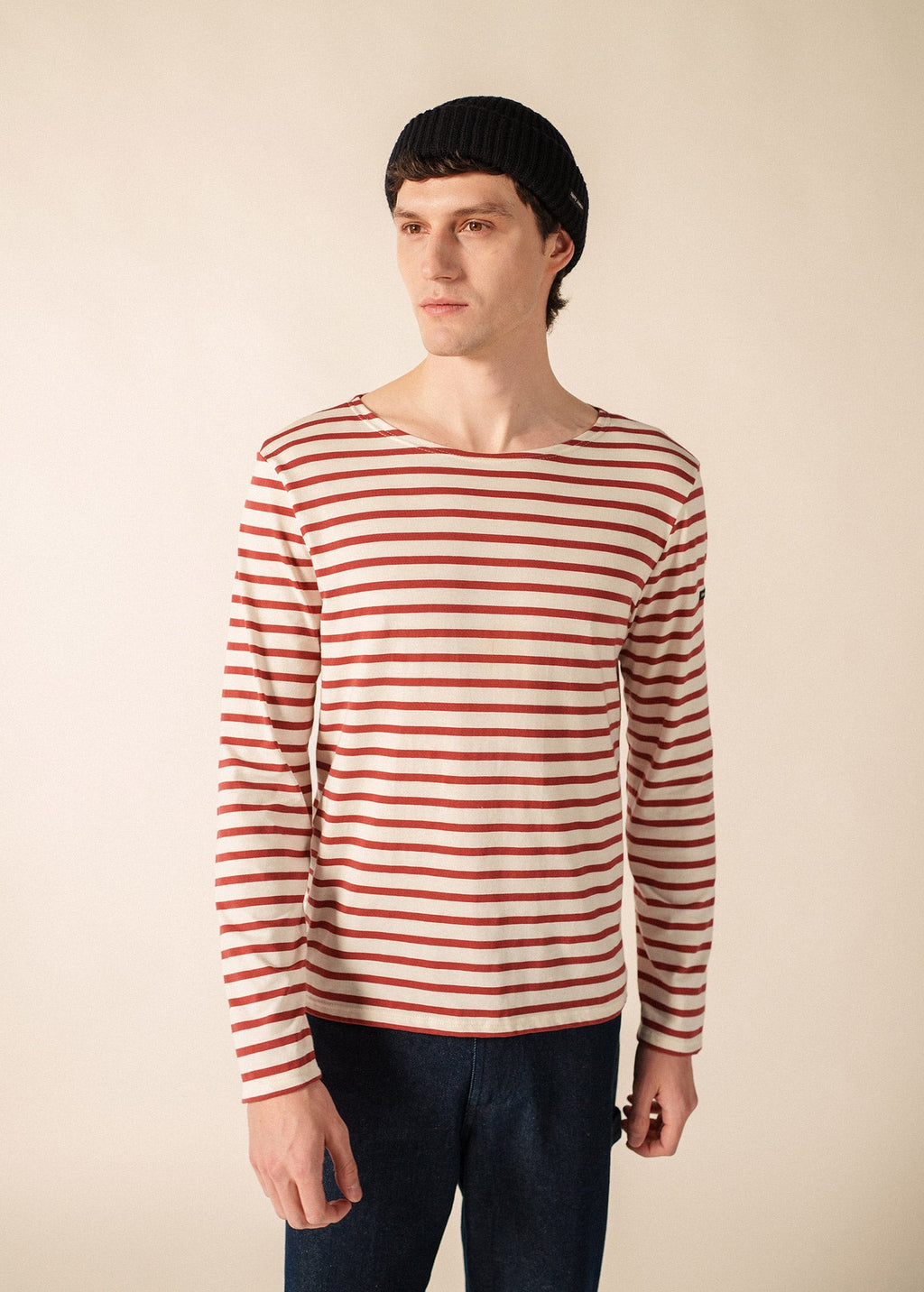 Saint James MINQUIERS MODERN Breton Shirt (ECRU / TERRACOTTA)