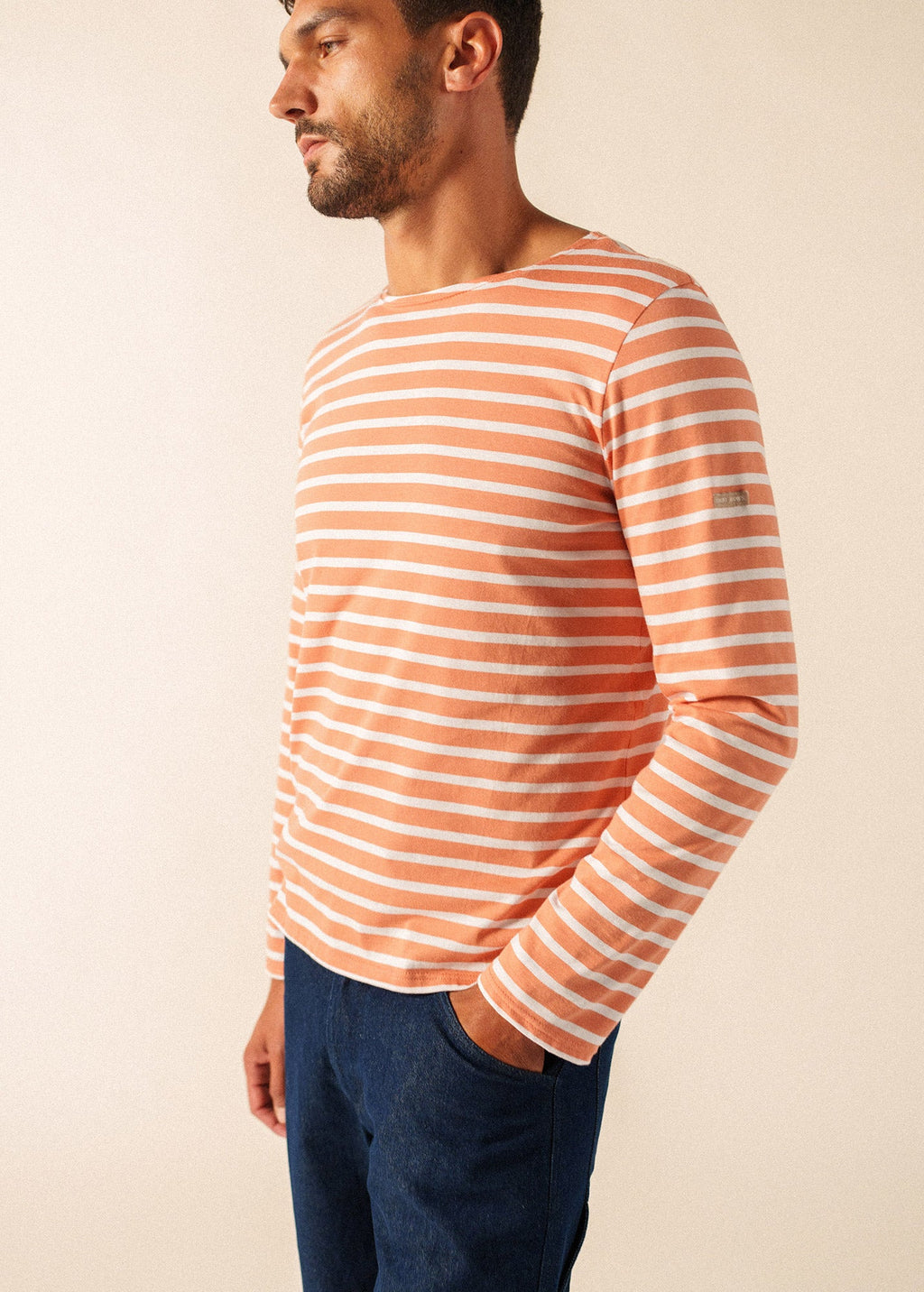 Saint James MINQUIERS MODERN Breton Shirt (CLAY / WHITE)