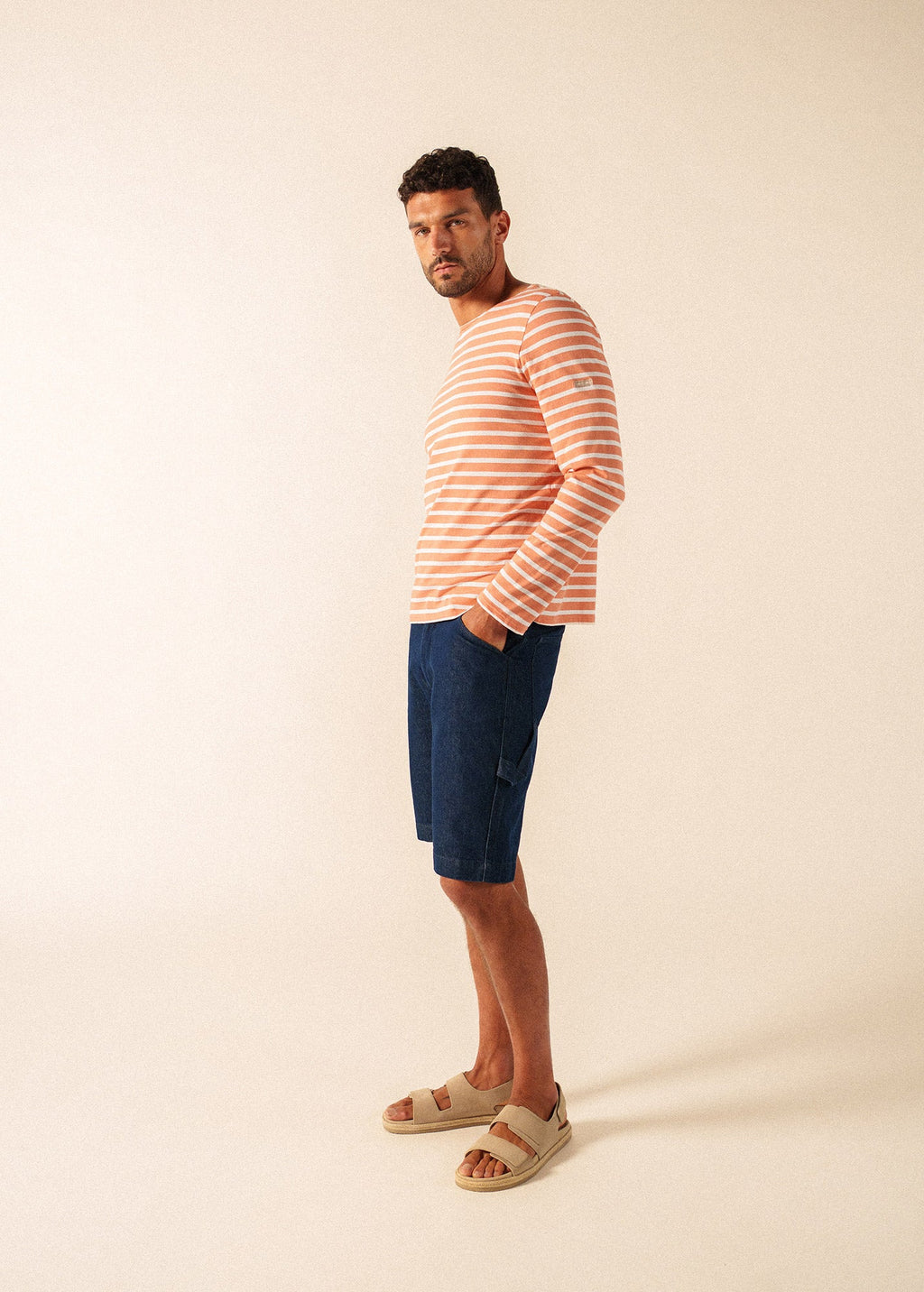 Saint James MINQUIERS MODERN Breton Shirt (CLAY / WHITE)