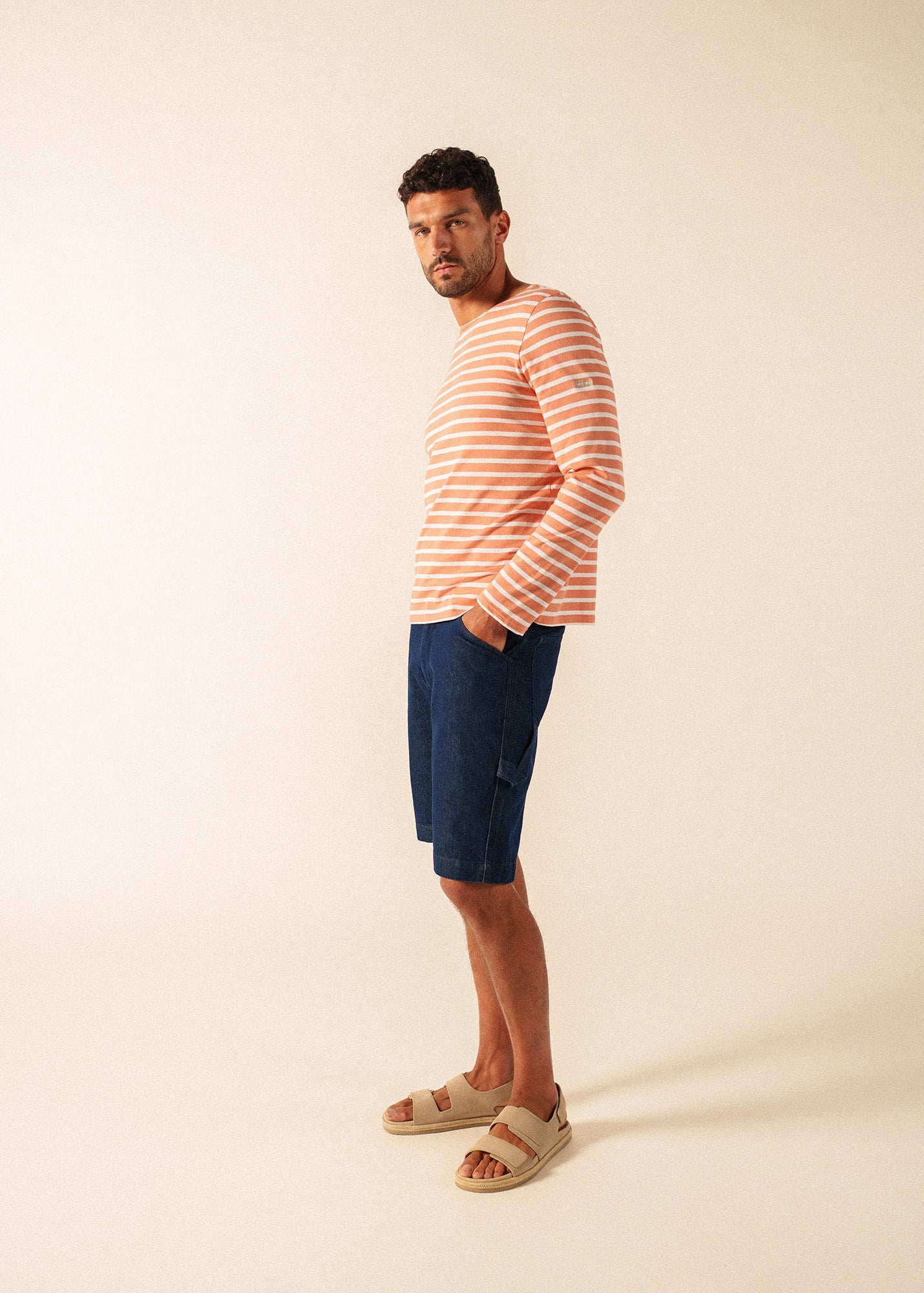 Saint James MINQUIERS MODERN Breton Shirt (CLAY / WHITE)