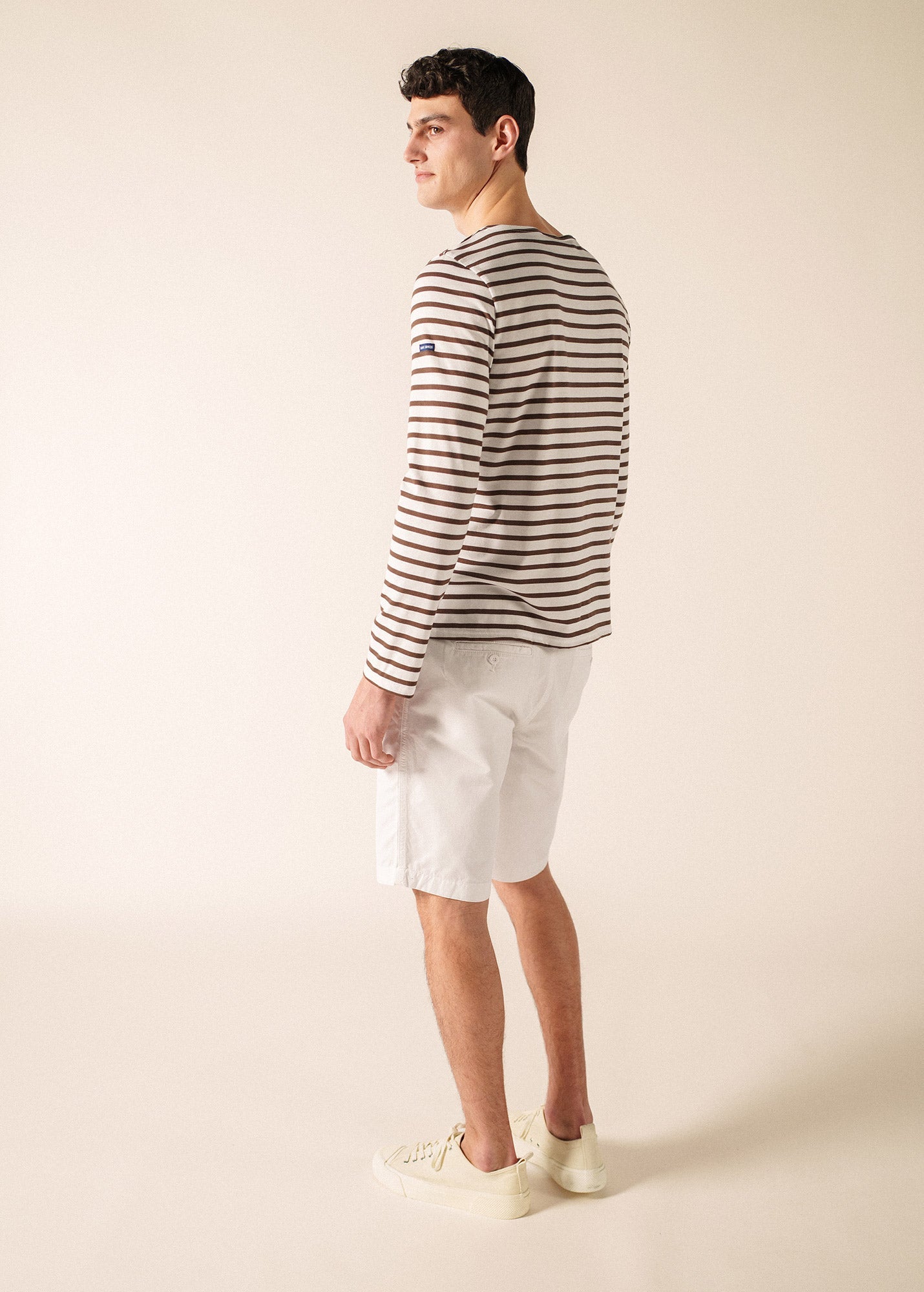 Saint James MINQUIERS MODERN Breton Shirt (WHITE / CHOCOLATE)