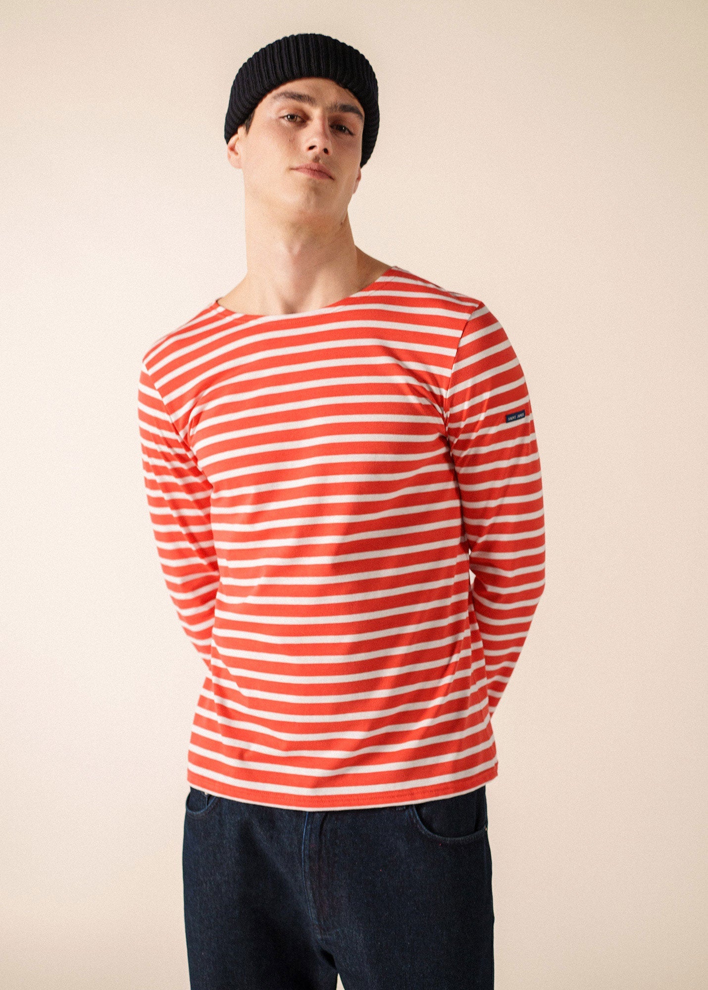 Saint James MINQUIERS MODERN Breton Shirt (POPPY RED / WHITE)