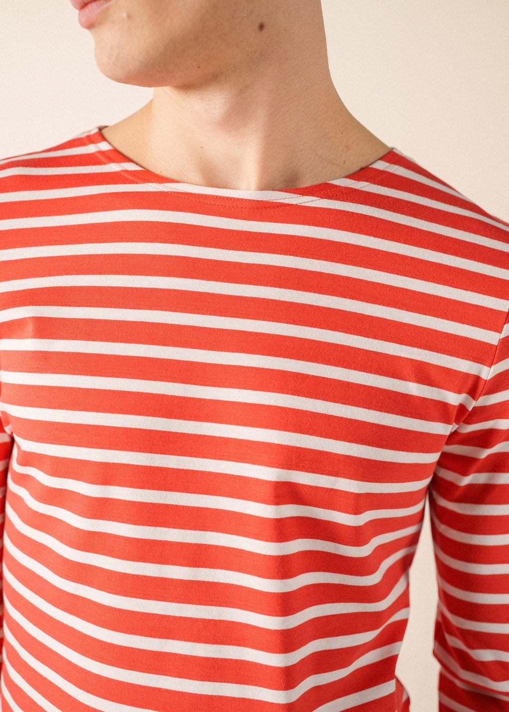 Saint James MINQUIERS MODERN Breton Shirt (POPPY RED / WHITE)