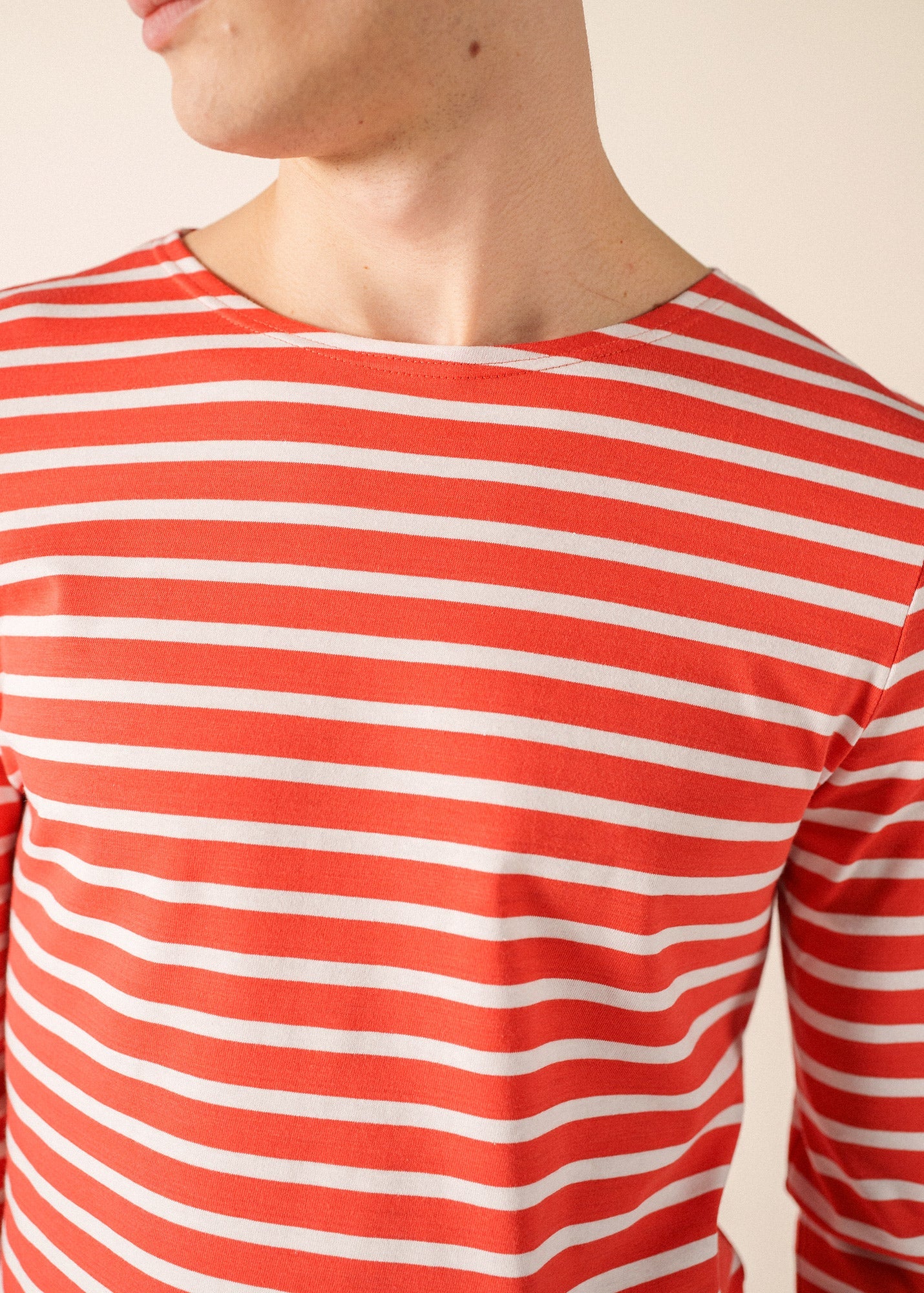 Saint James MINQUIERS MODERN Breton Shirt (POPPY RED / WHITE)