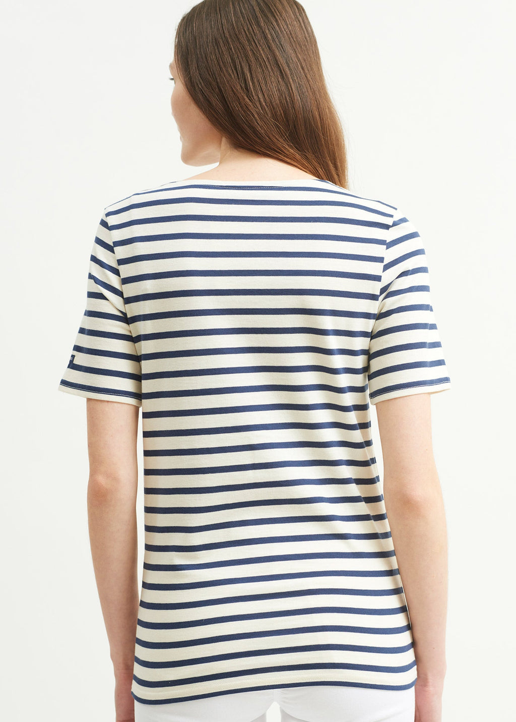 Saint James LEVANT MODERN - Breton Stripe Short Sleeve Shirt | Soft Cotton | Unisex Fit (ECRU / NAVY)